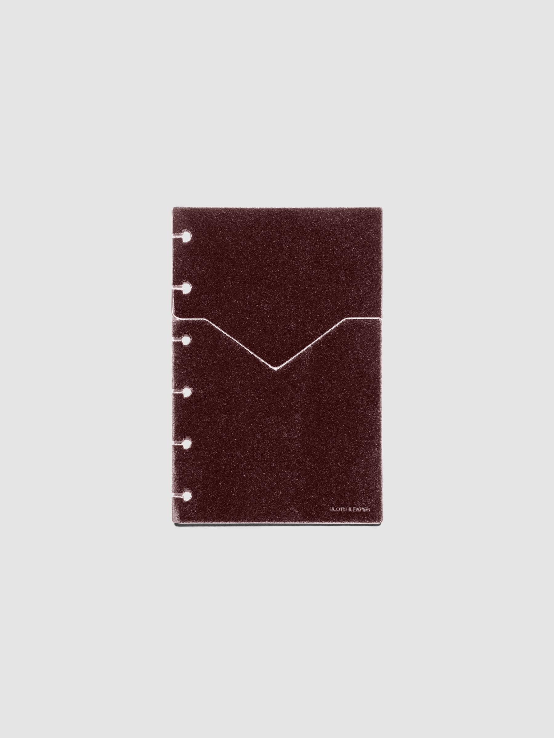 Velvet Pocket Folder in Bordeaux pre-punched for CP Petite planners.