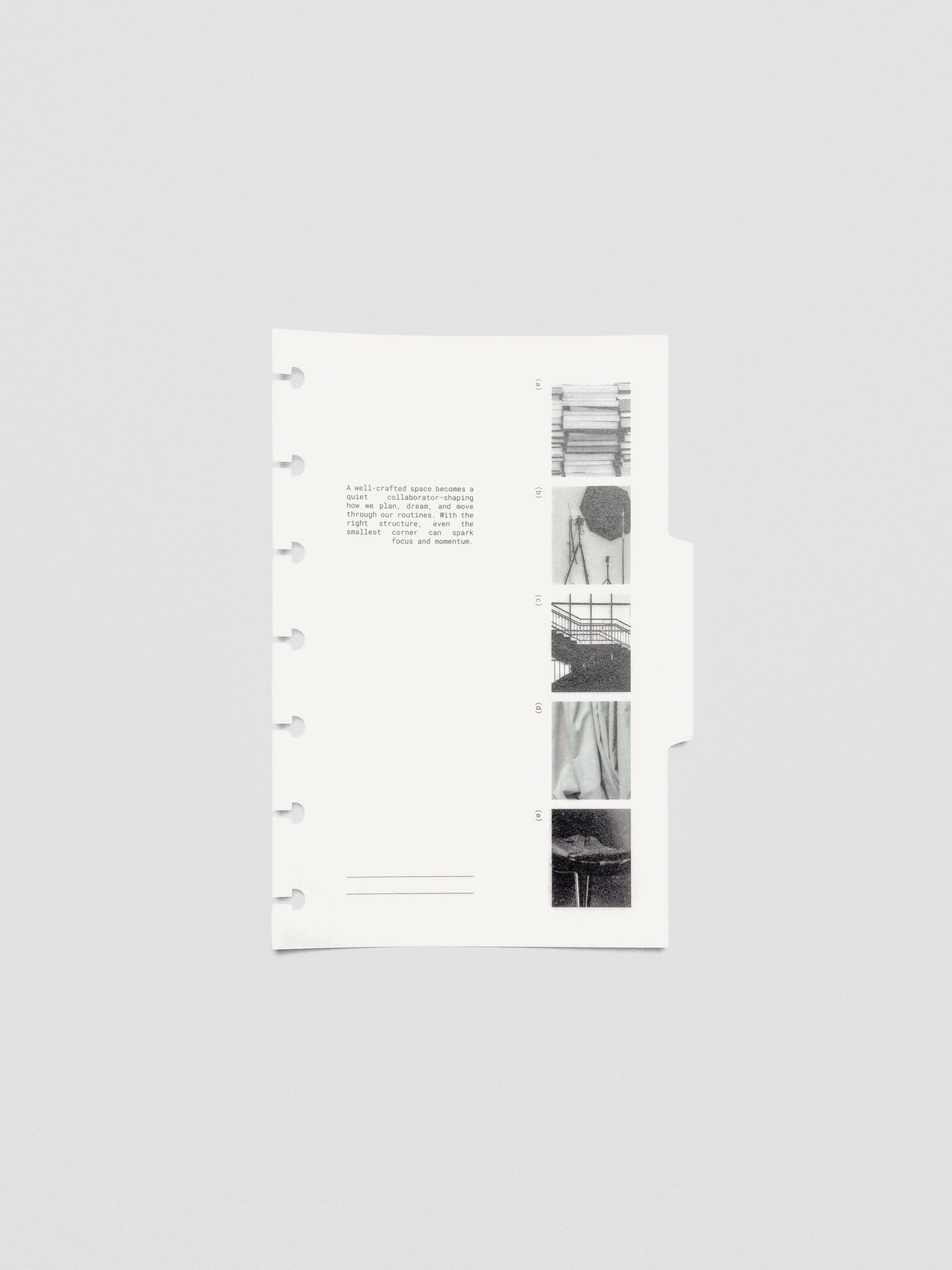 Close-up of Editorial Vellum Divider with modern editorial-style typography on clear vellum material.