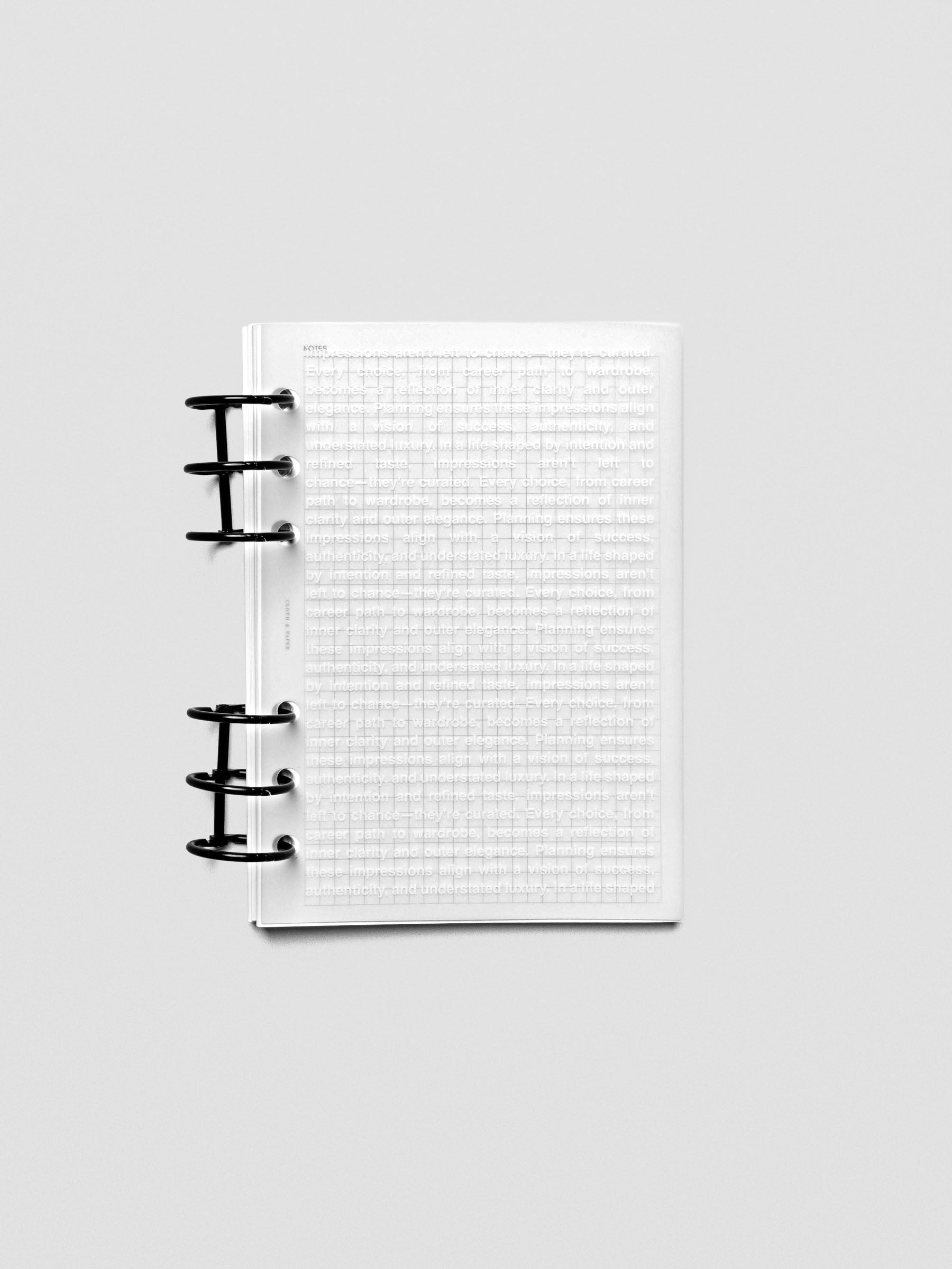 Personal Wide Impressions Dashboard displayed inside a planner with layering effect.