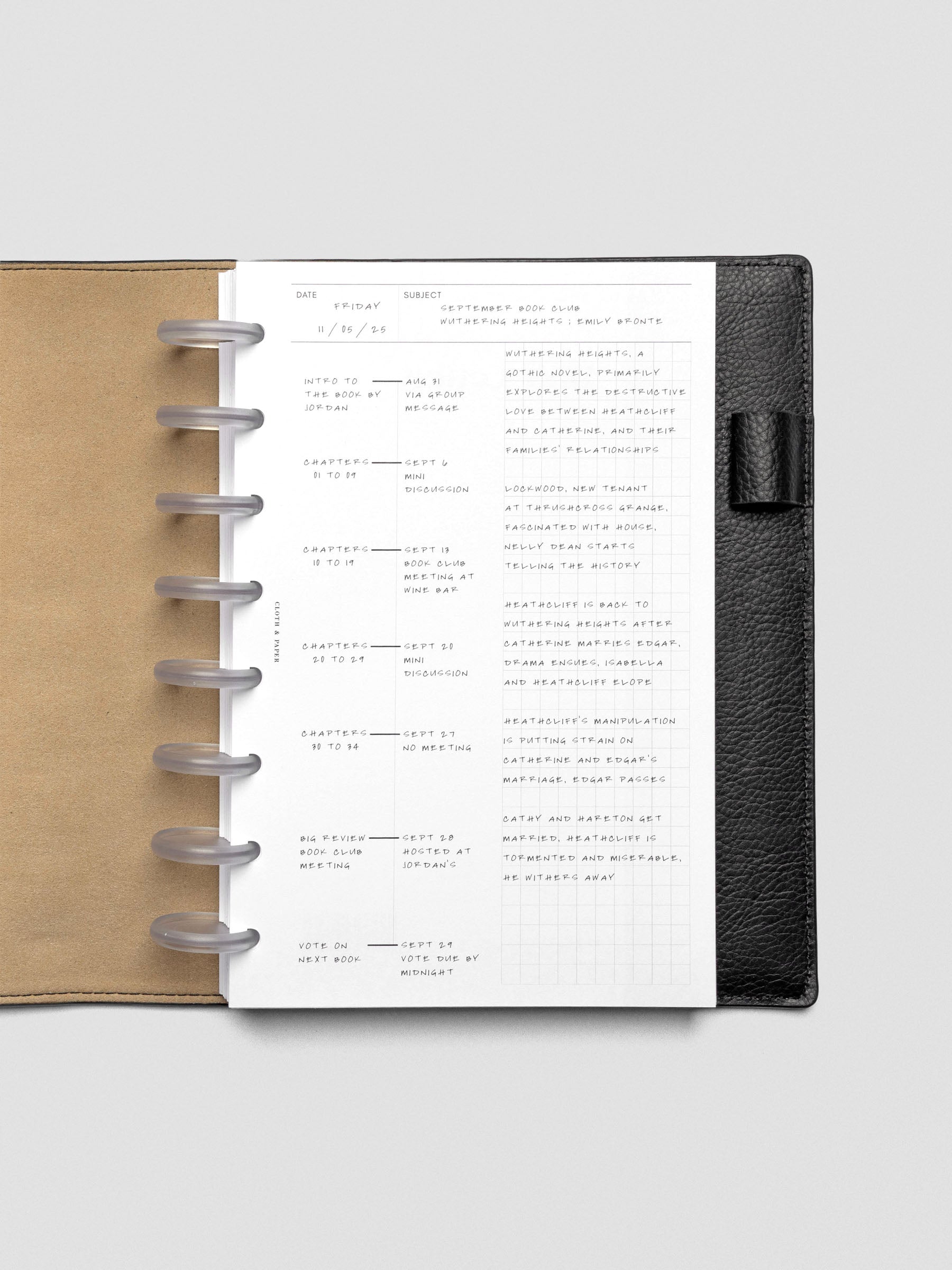 Half Letter Process Notes Insert close-up of refined grid and subject headers.