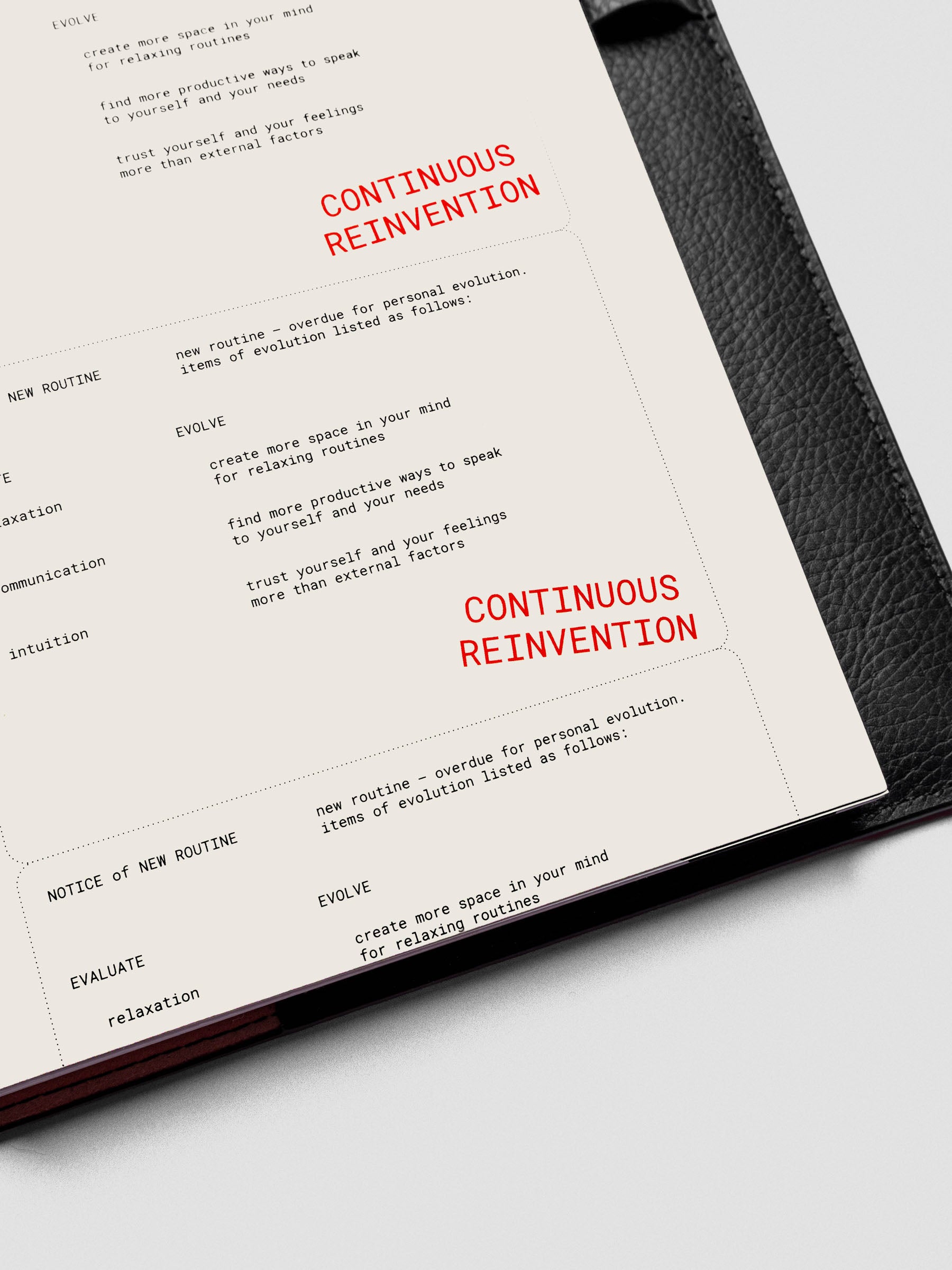 Half Letter Reinvention Dashboard styled flat with planner inserts.