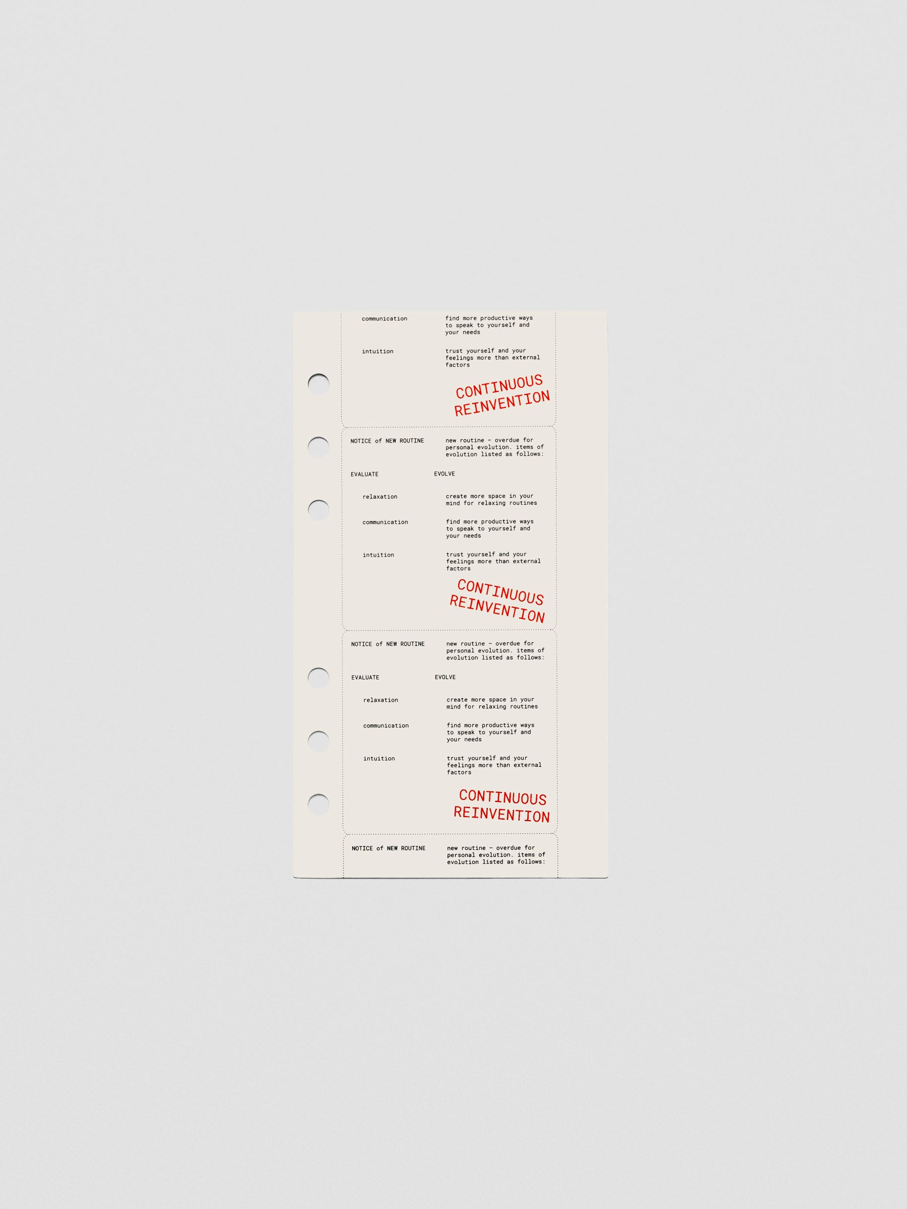 Personal-size Reinvention Dashboard shown on a styled flat lay with stationery.