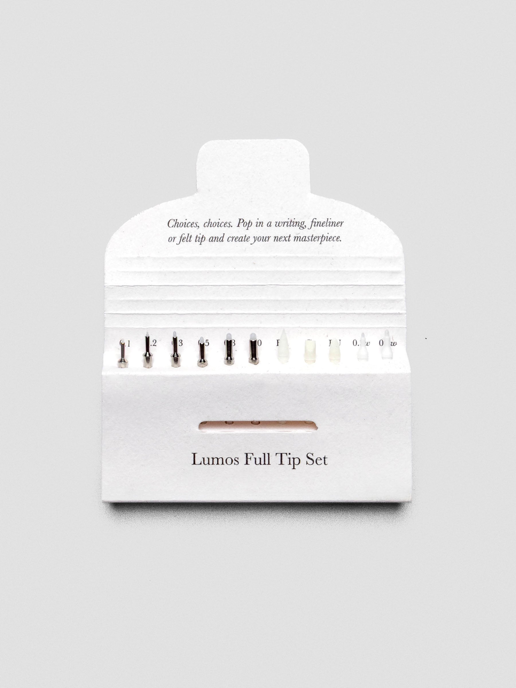 Close-up of Lumos Pro interchangeable nibs.