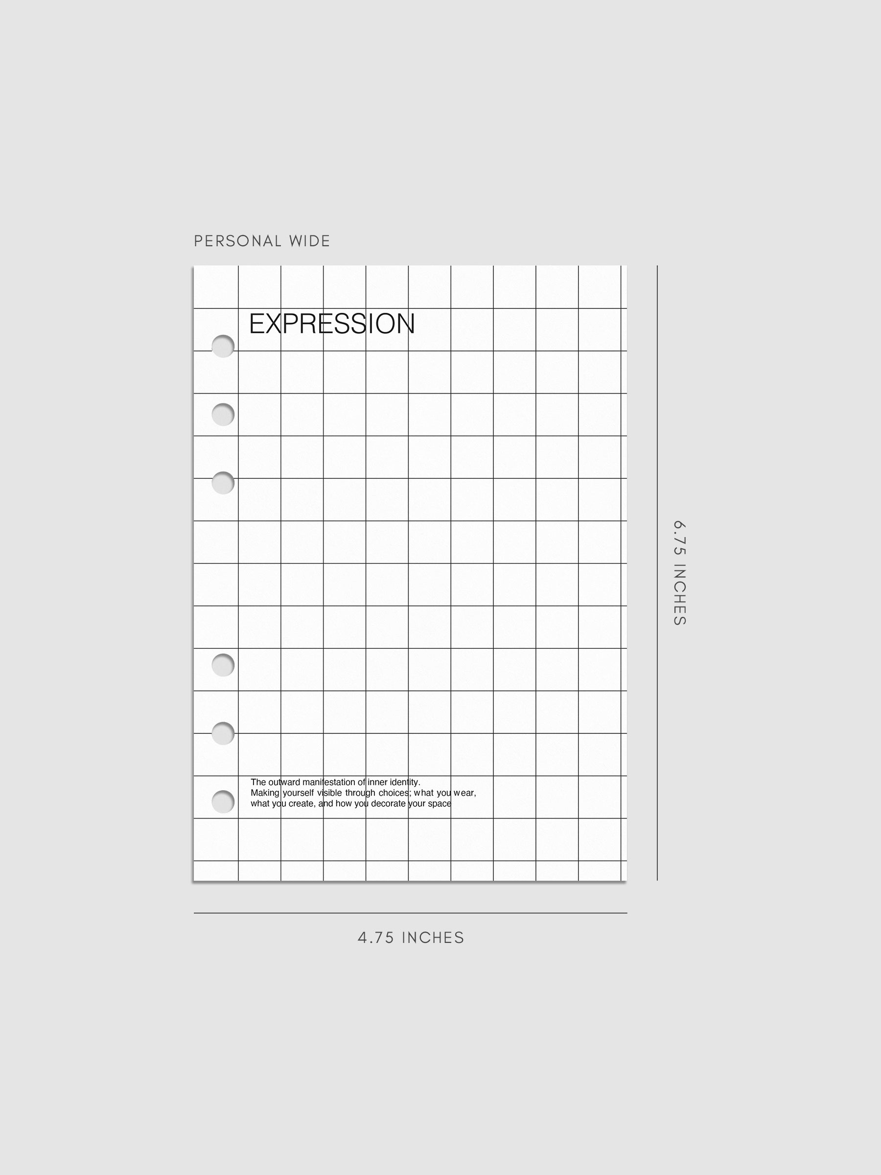 Digital mockup of insert in Personal Wide