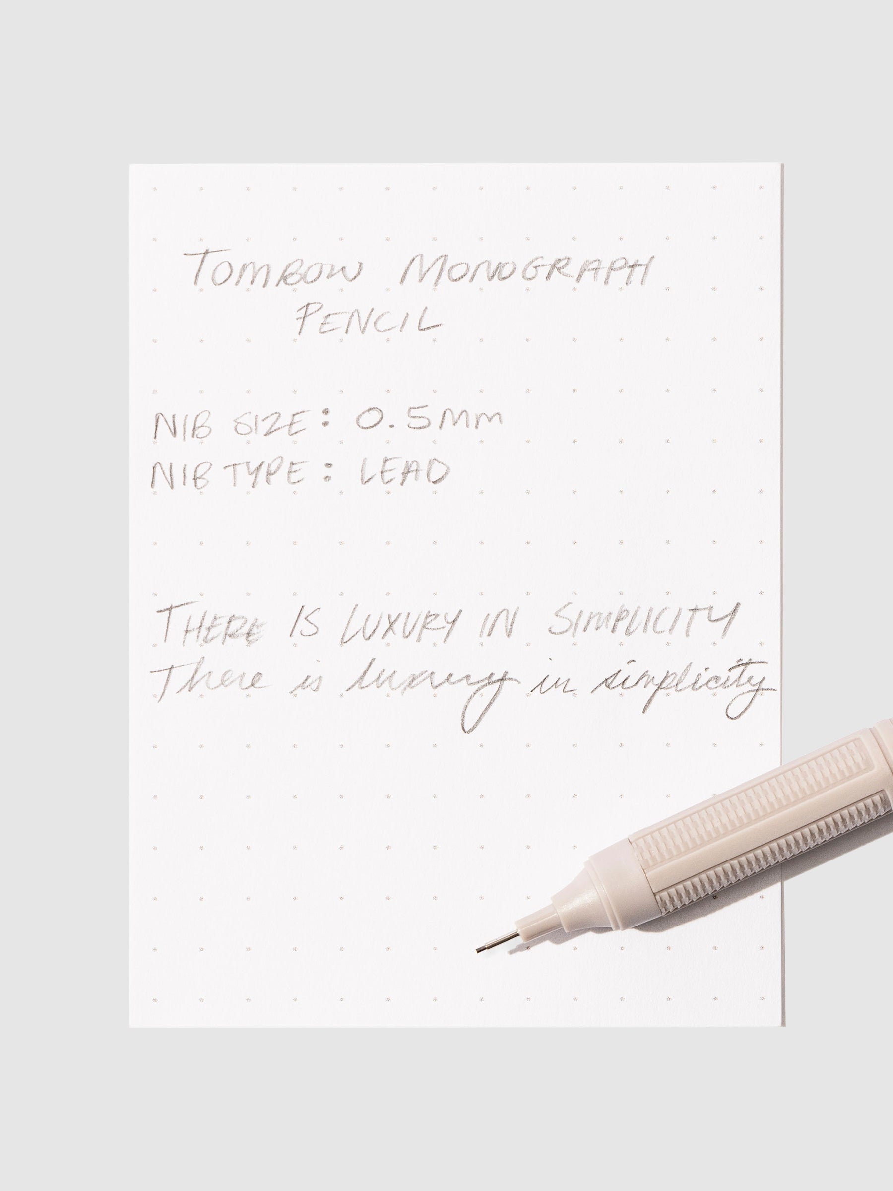 Writing sample for mechanical pencil.