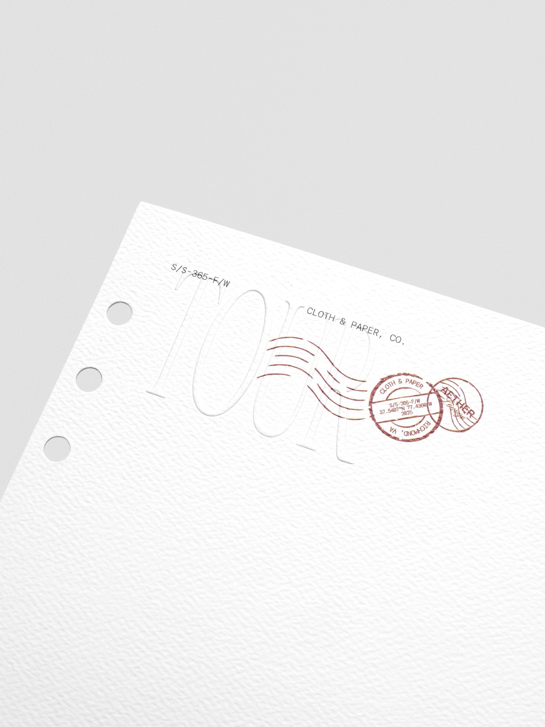 Back view of Tour Dashboard A5 showing Cloth & Paper stamp and red detail.