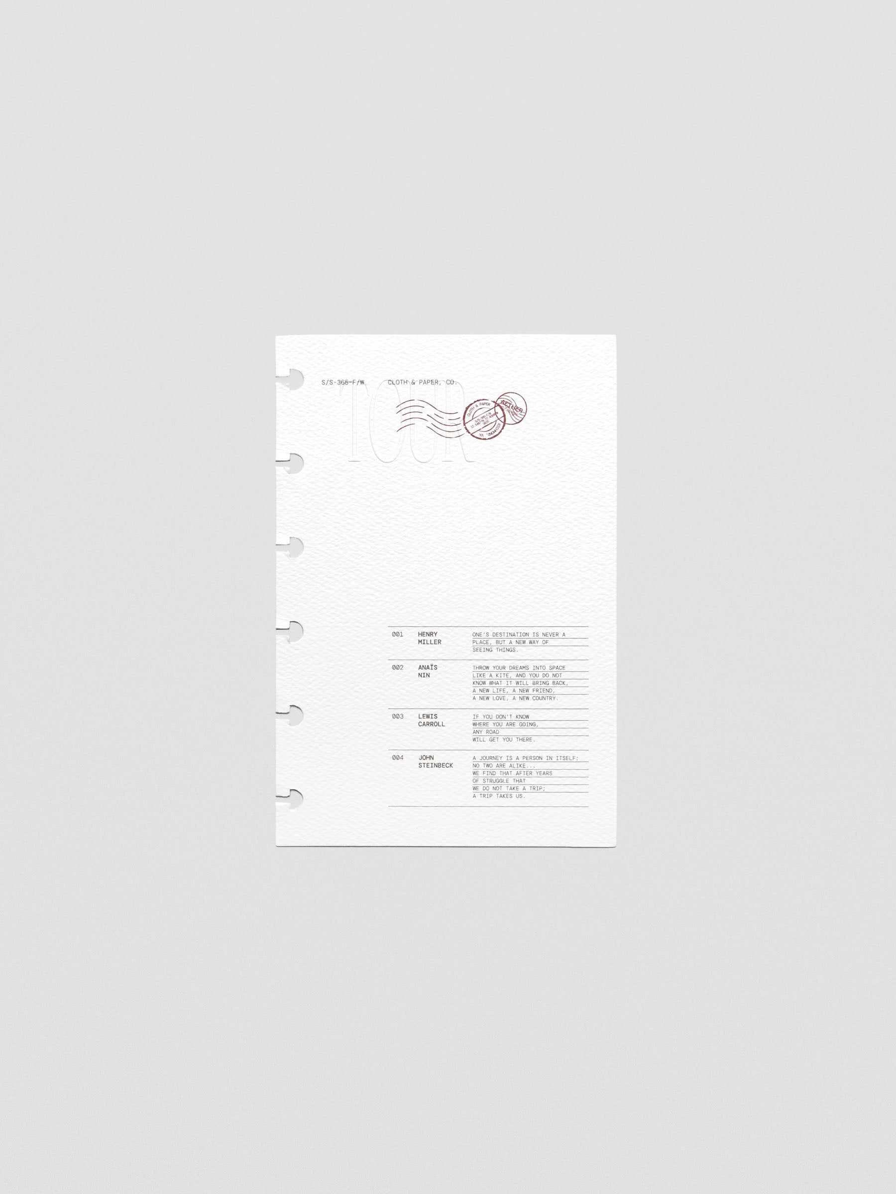 Reverse side of Tour Dashboard CP Petite showing Cloth & Paper stamp.