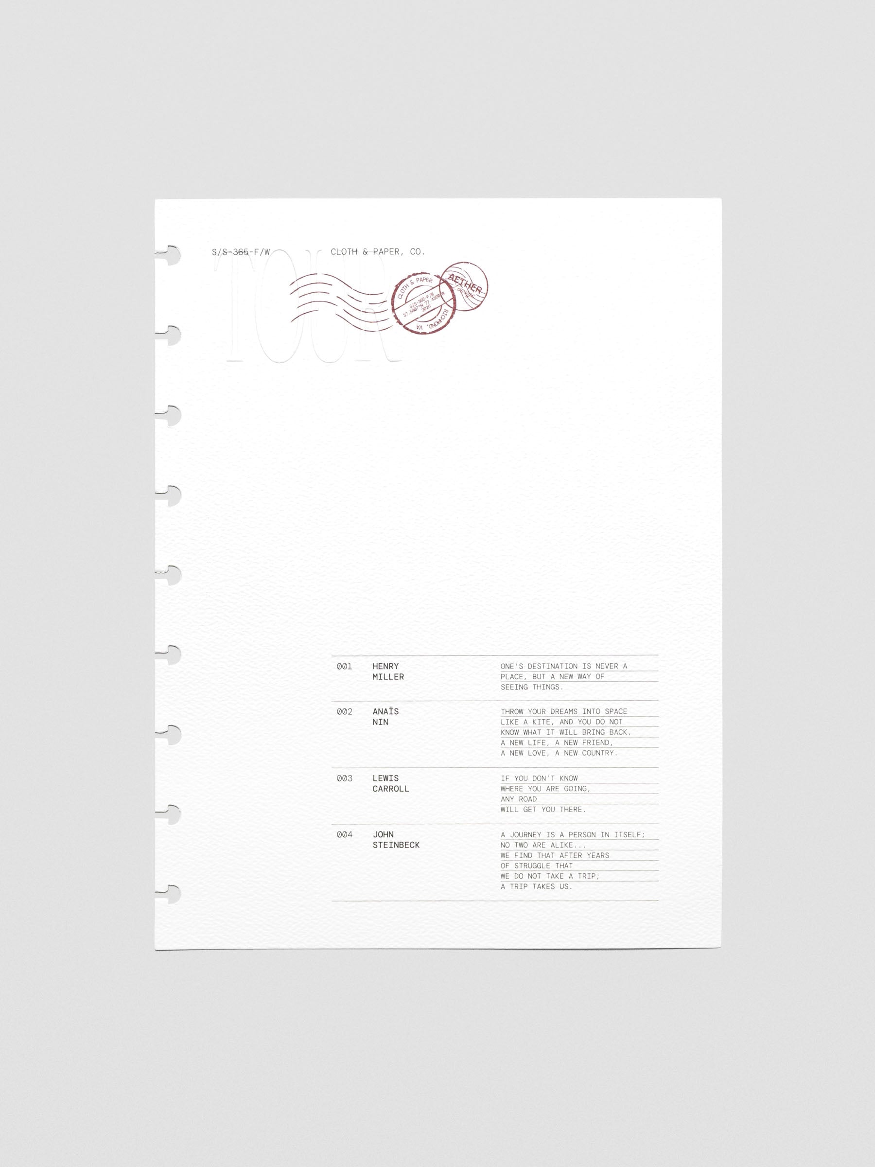 Tour Dashboard HP Classic with TOUR embossed in Bordeaux and black text quotes.