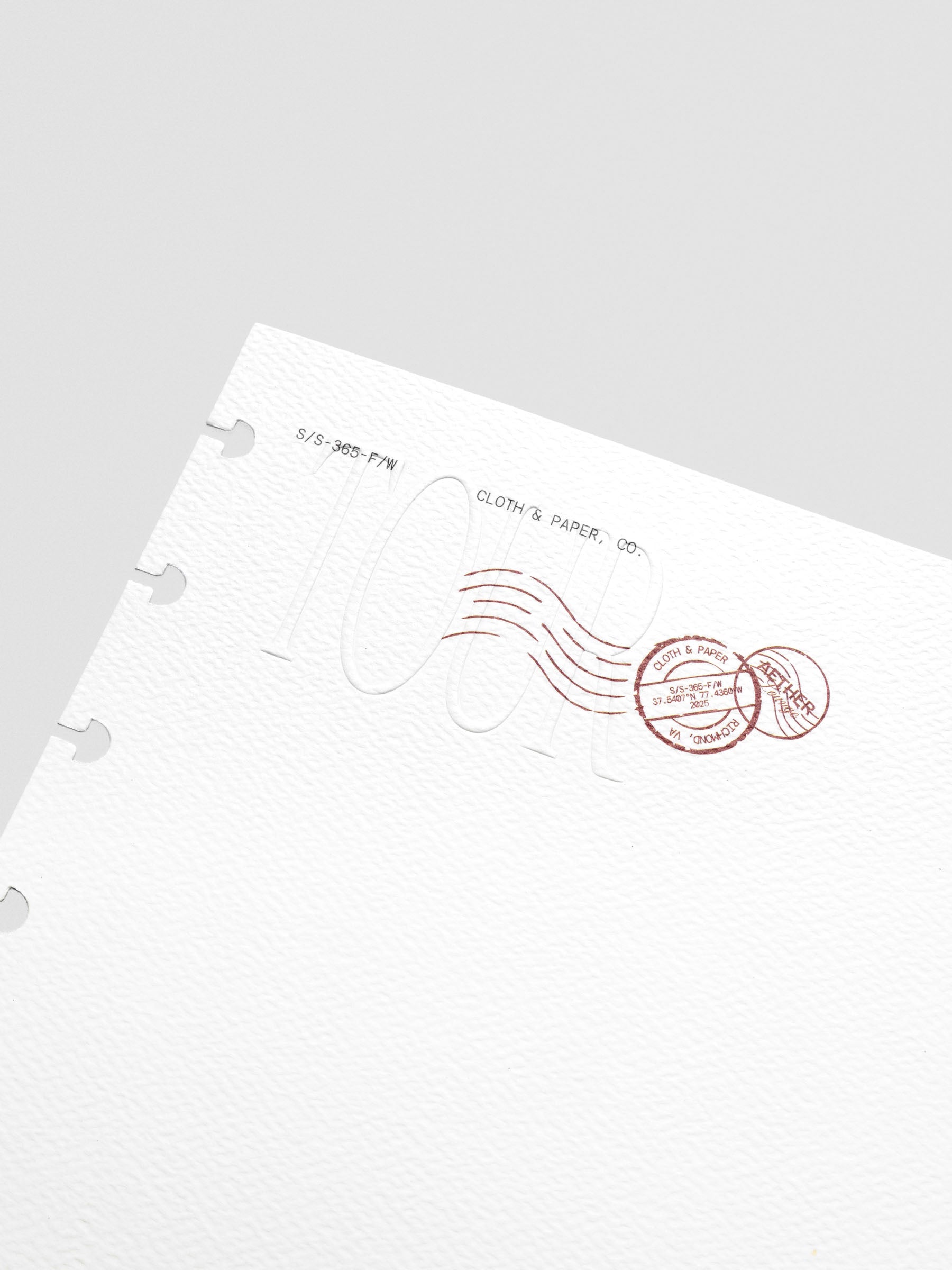 Back side of Tour Dashboard Half Letter showing Cloth & Paper branding.