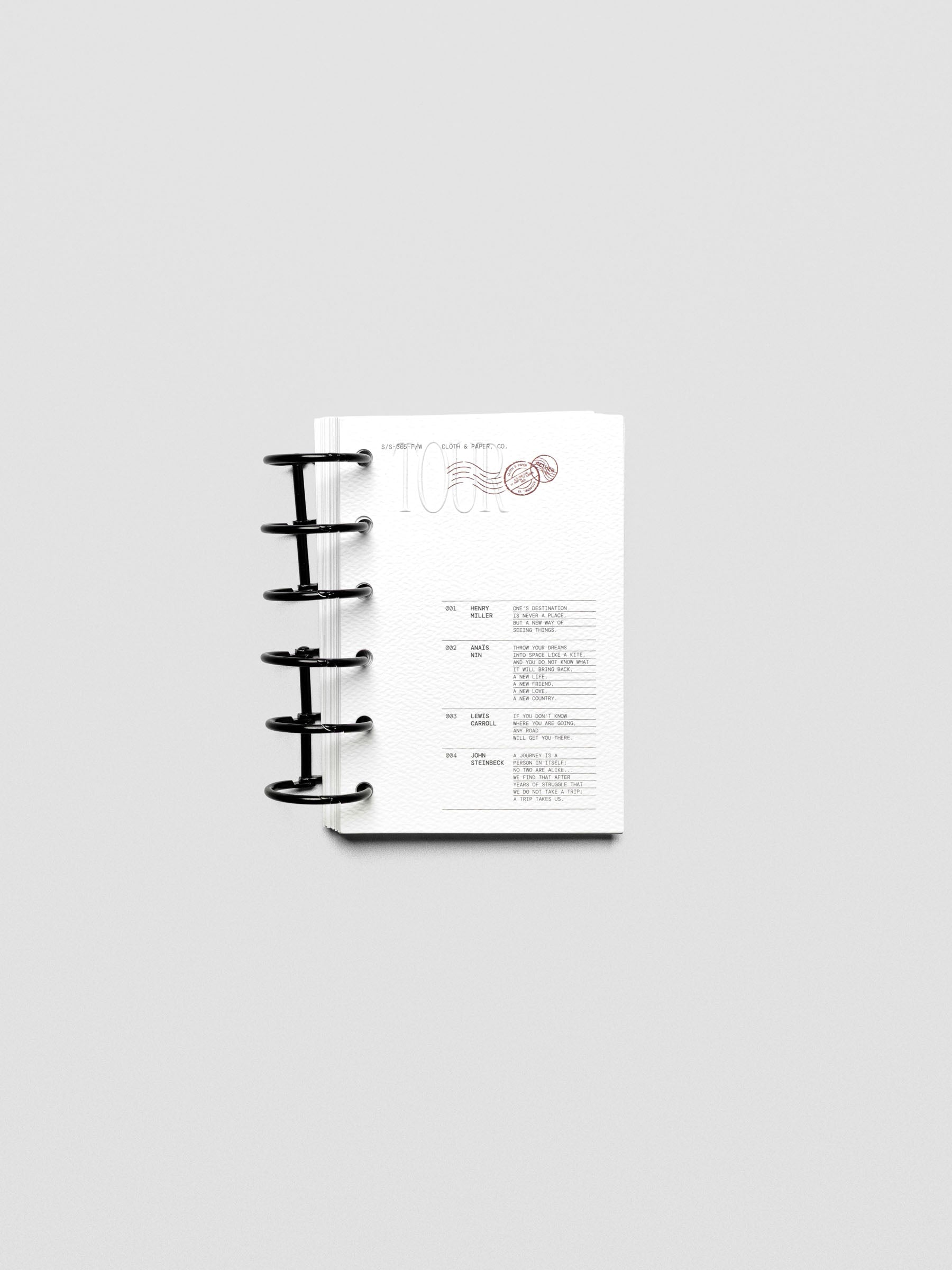 Back view of Tour Dashboard Pocket size with Cloth & Paper branding.