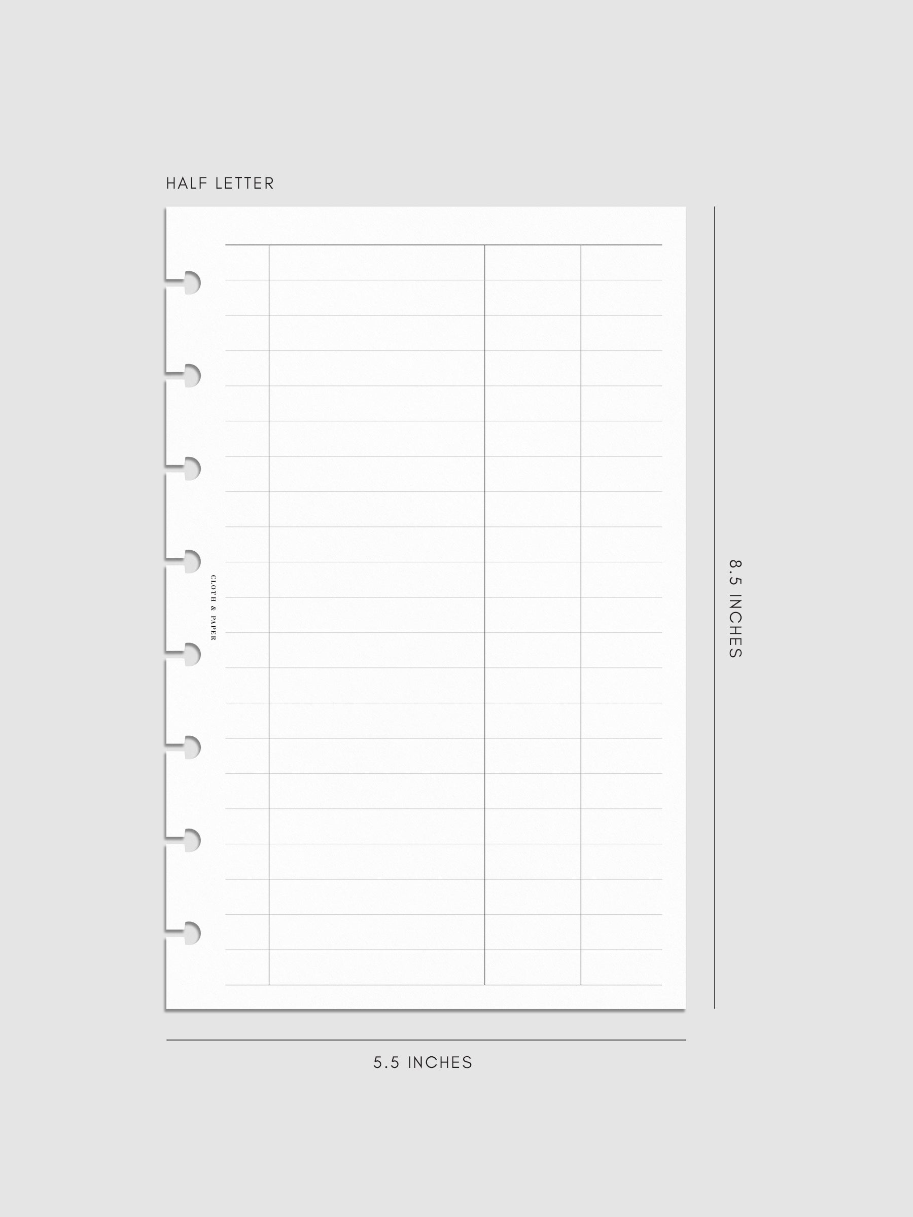 Digital mockup of insert in Half Letter