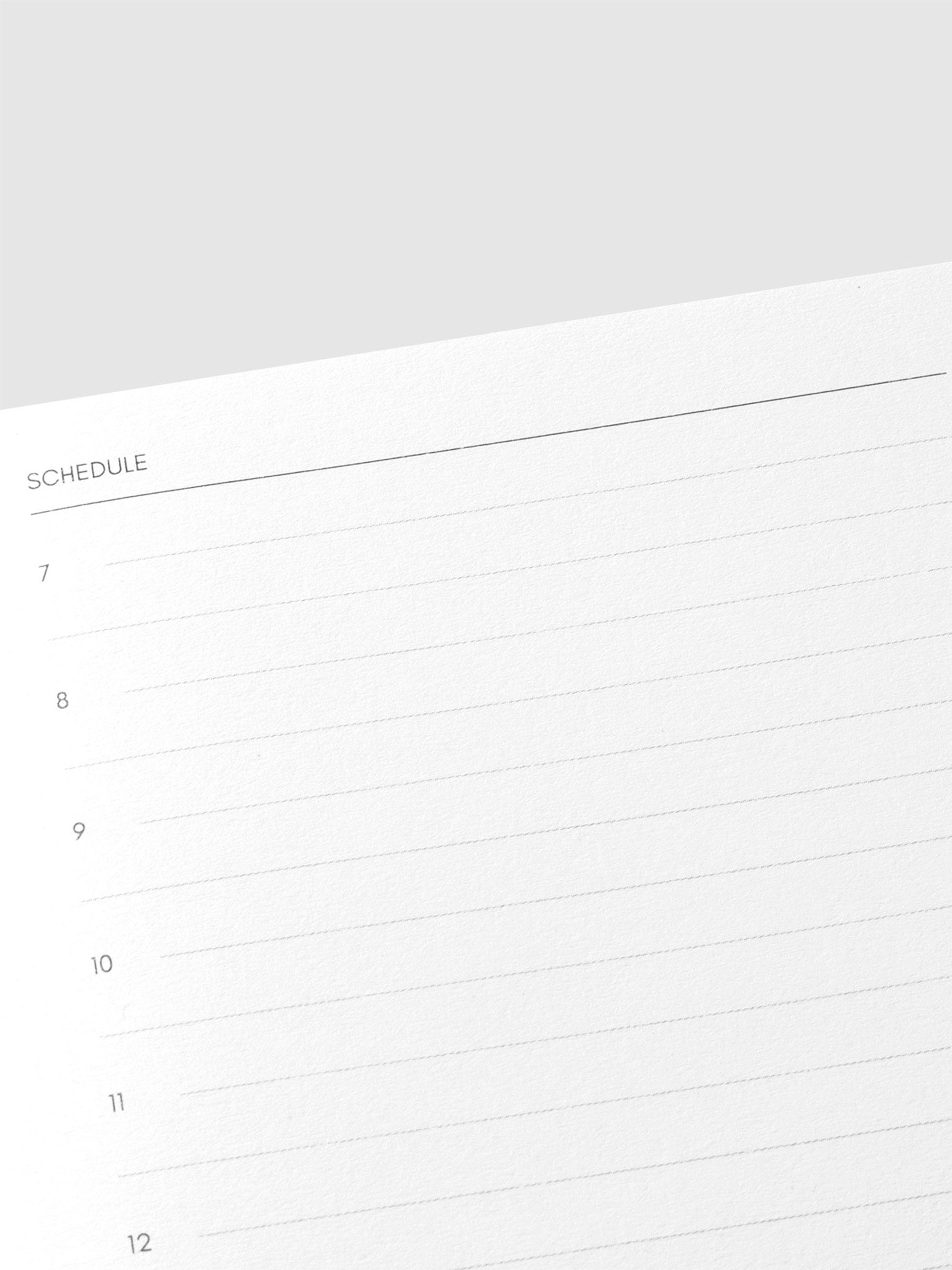 Close up image of the top right of the Undated Pocket Plus notebook page. The page is displayed on a neutral background.