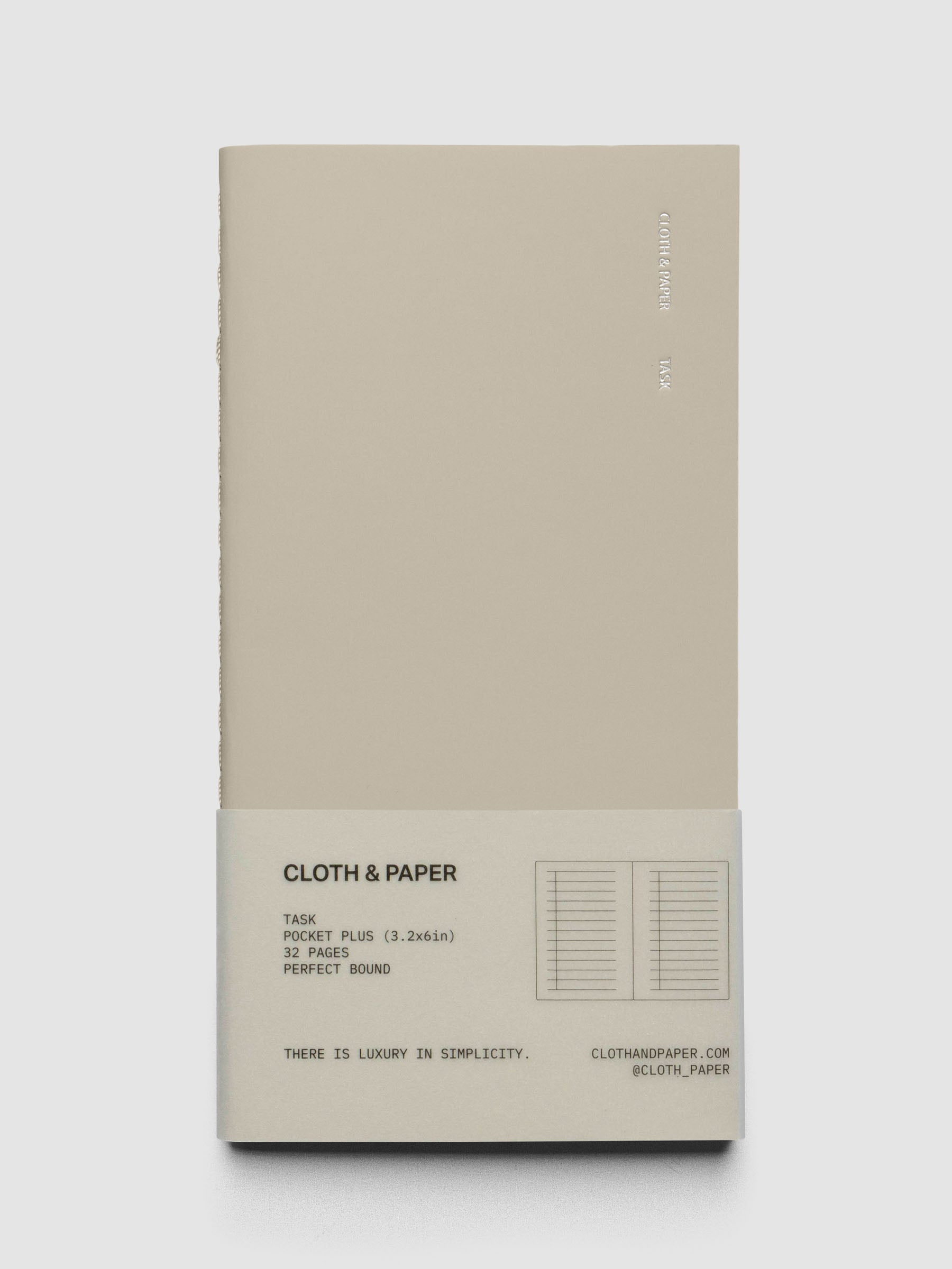 Travel Notebook | Pocket Plus | Ristretto | Task shown closed from the front in packaging.