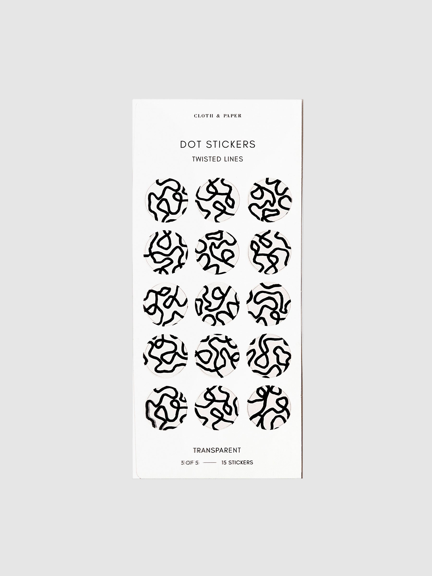 Twisted line stickers displayed on a neutral background. Size shown is large. 