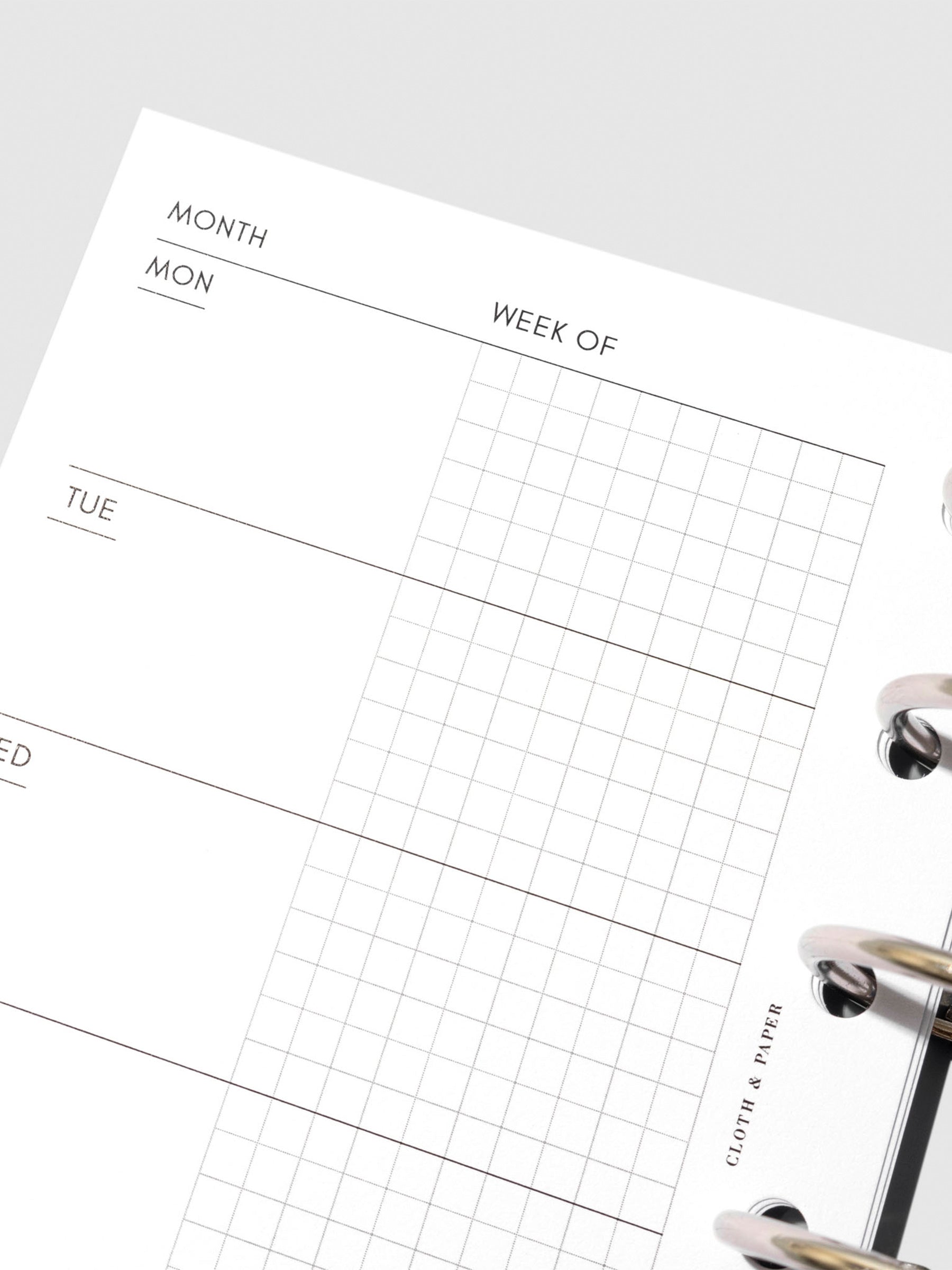 Undated Horizontal Weekly Inserts in use inside a 6-ring planner