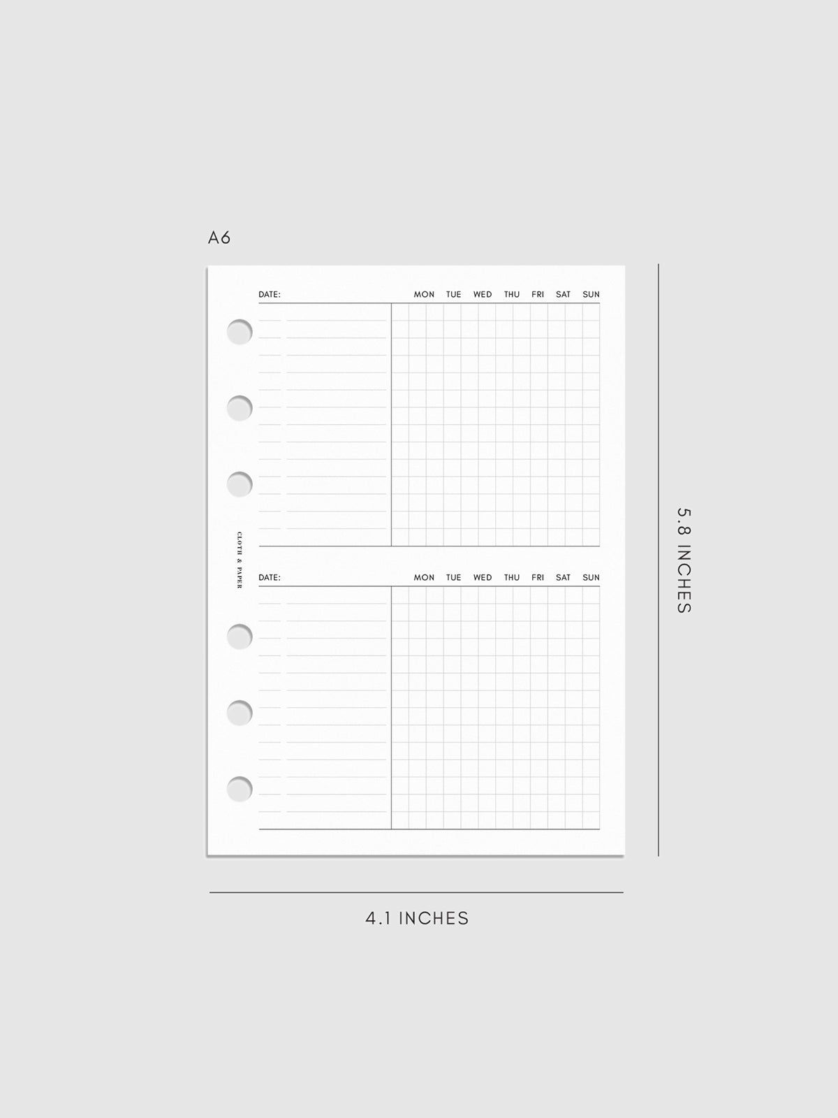 Undated Task Duo Note Planner Inserts | Cloth & Paper