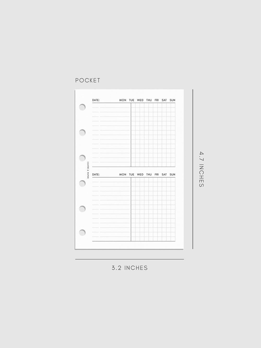 Undated Task Duo Note Planner Inserts | Cloth & Paper