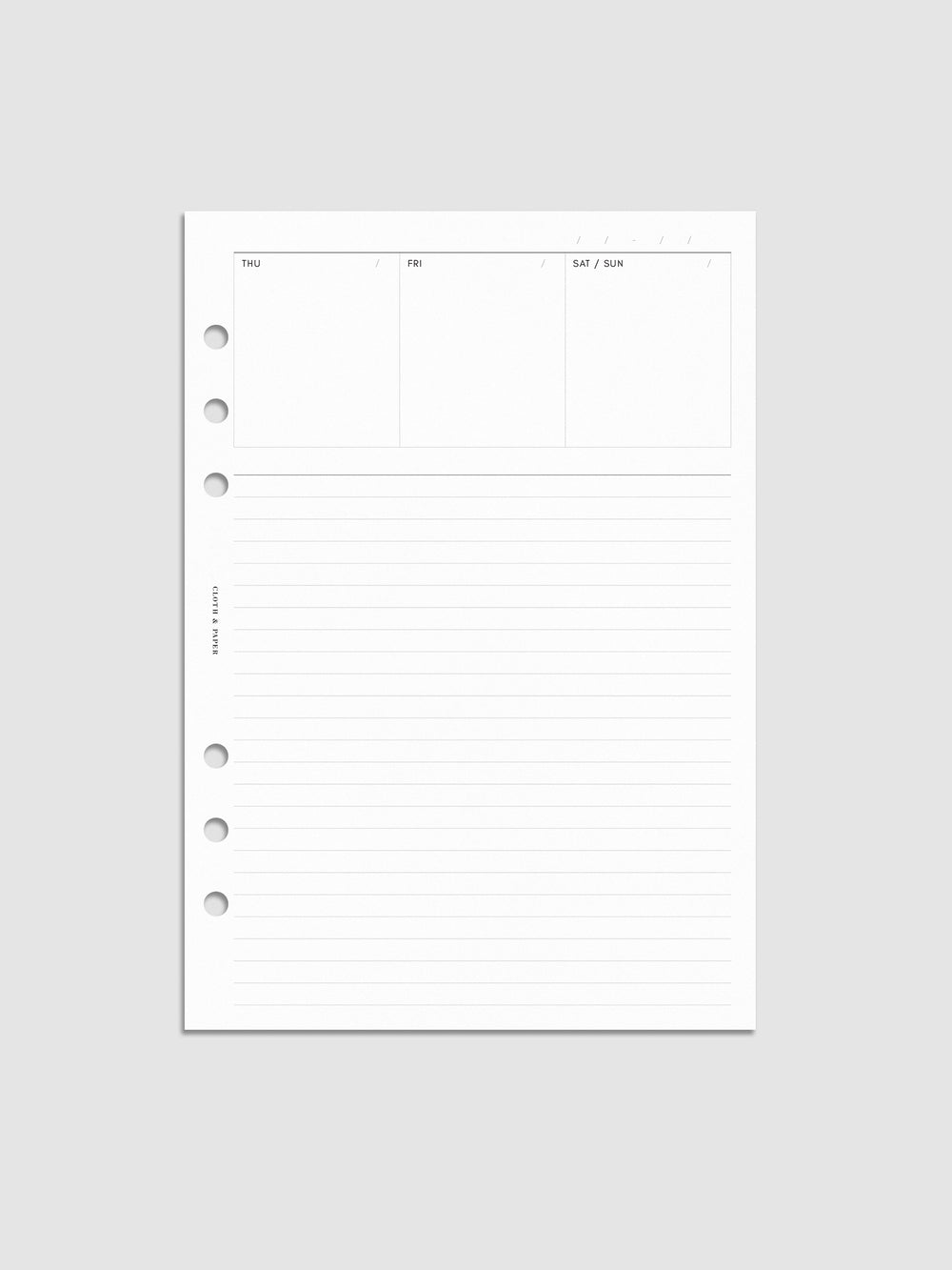 Undated Weekly Notes Planner Inserts | Journaling | Cloth & Paper