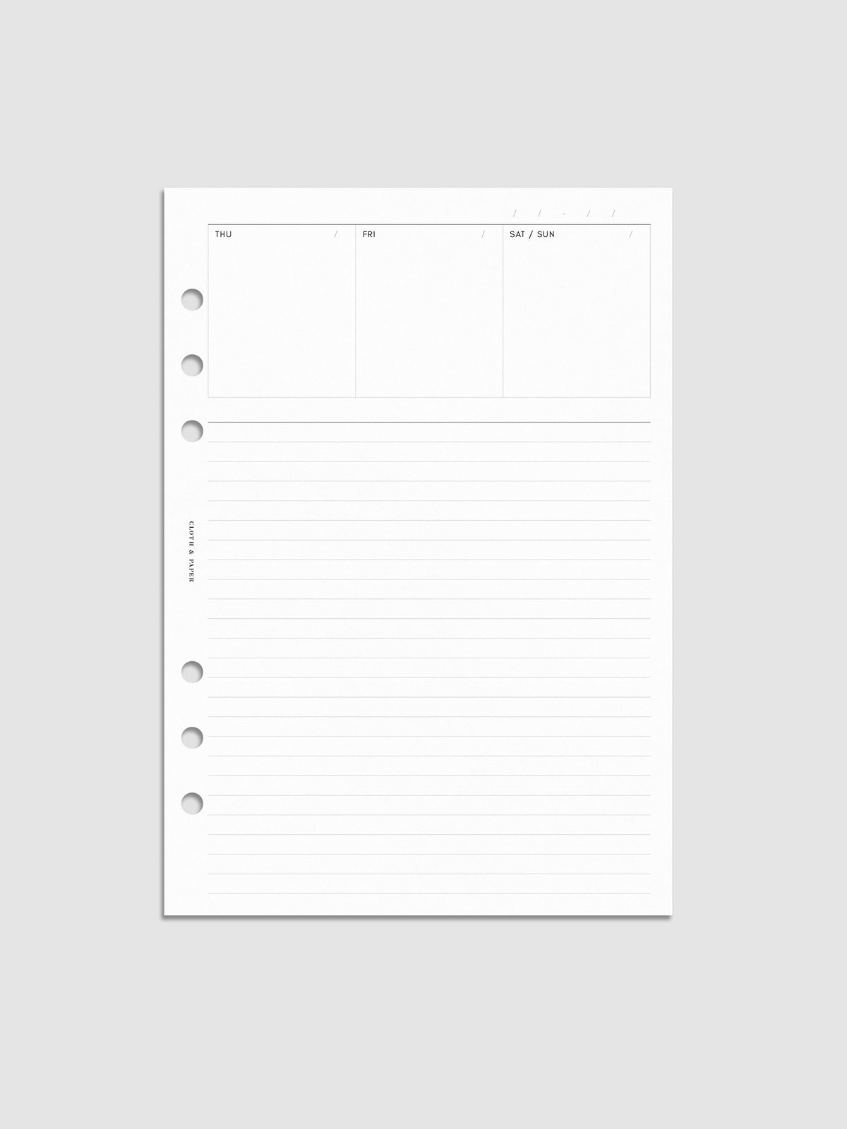 Undated Weekly Notes Planner Inserts | Journaling | Cloth & Paper