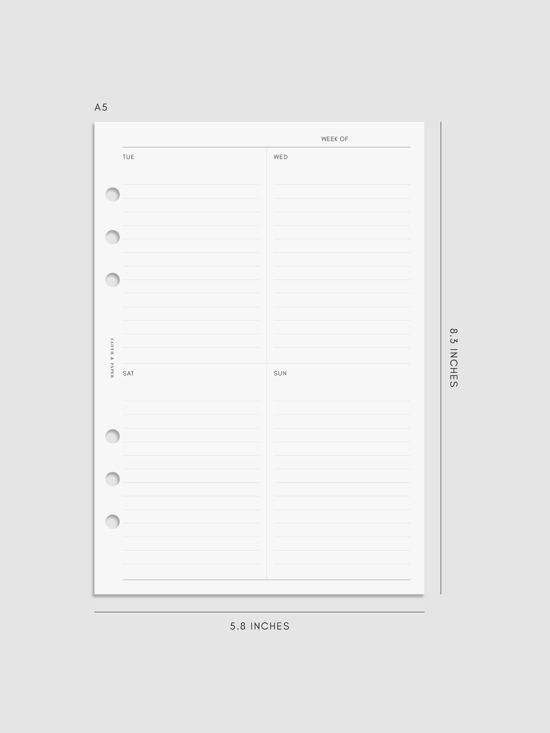 Digital mockup of insert in A5.