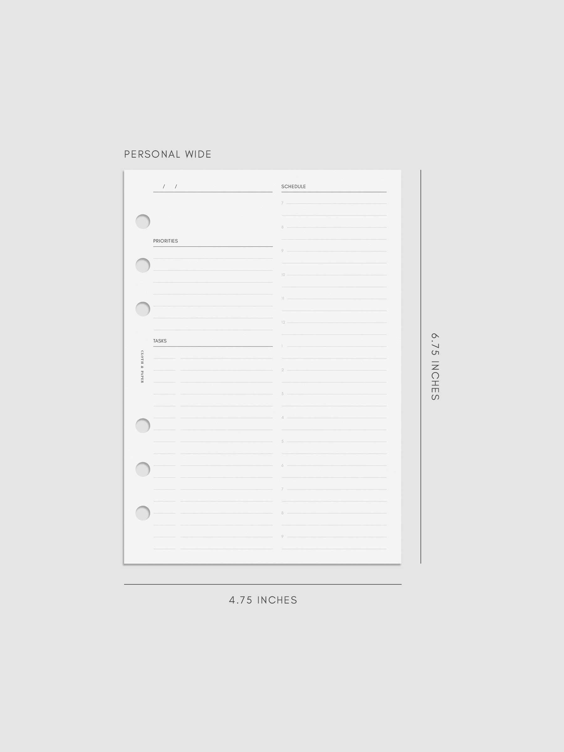 Digital mockup of insert in Personal Wide.