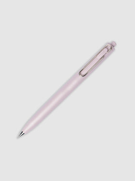 Pink pen turned to the right against a neutral background.