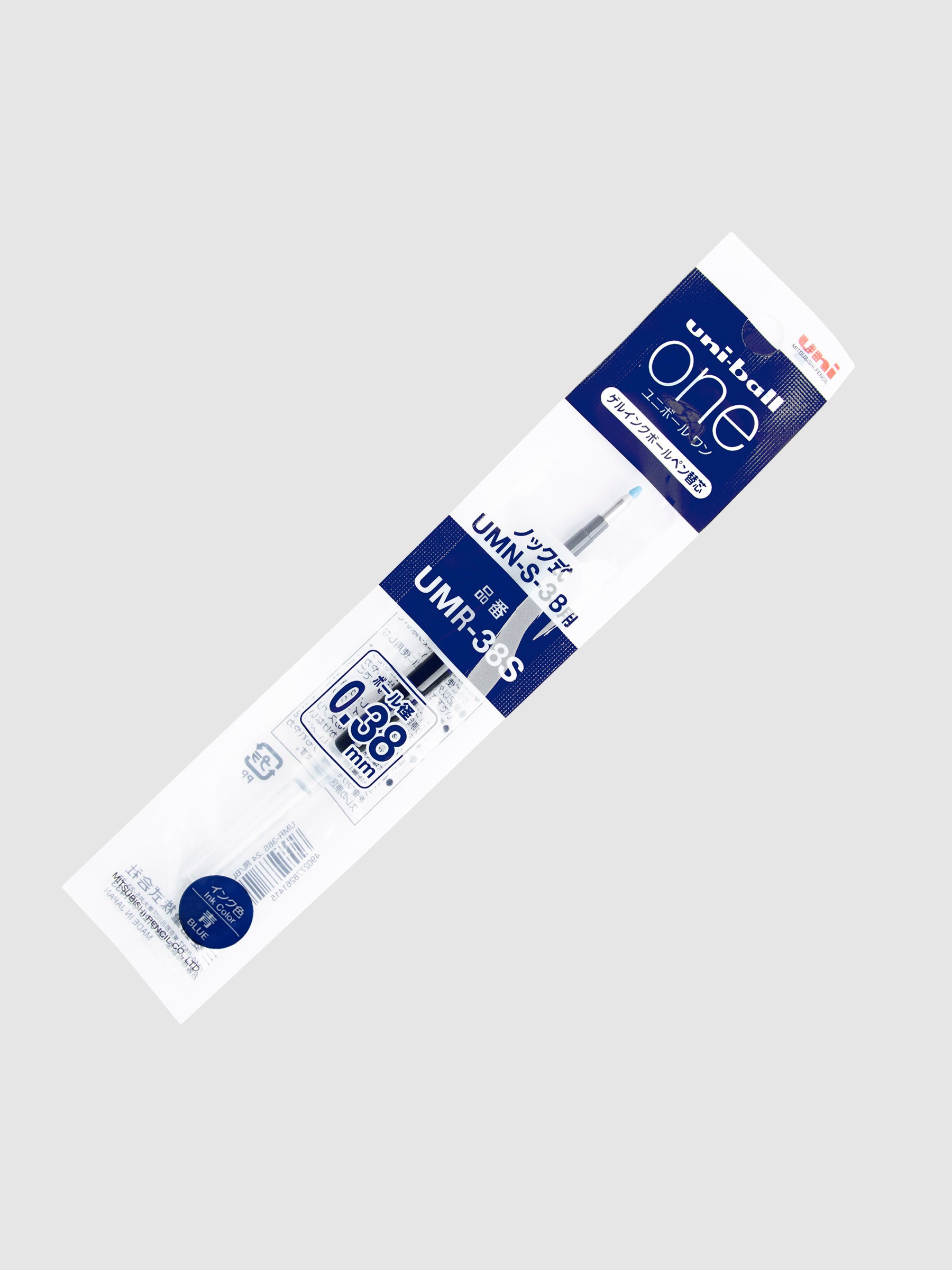 Blue ink refill in its packaging.