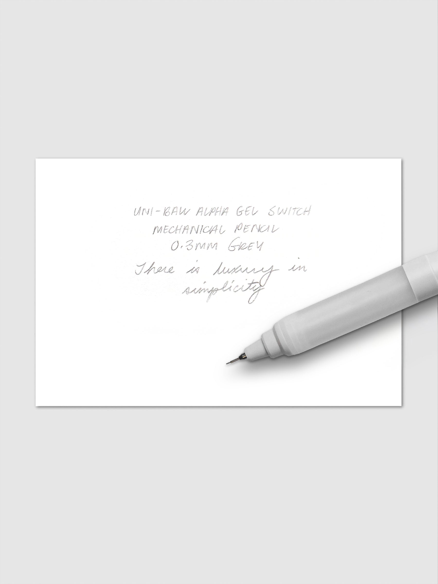 Handwritten writing sample using the Uni-ball Alpha Gel Switch Mechanical Pencil.