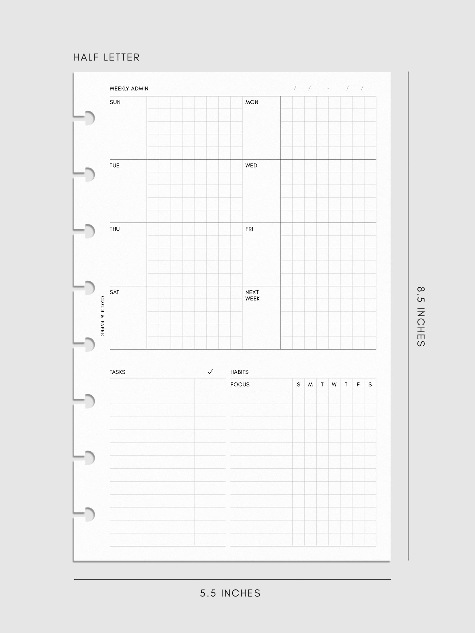 Digital mockup of insert in Half Letter sizing. 