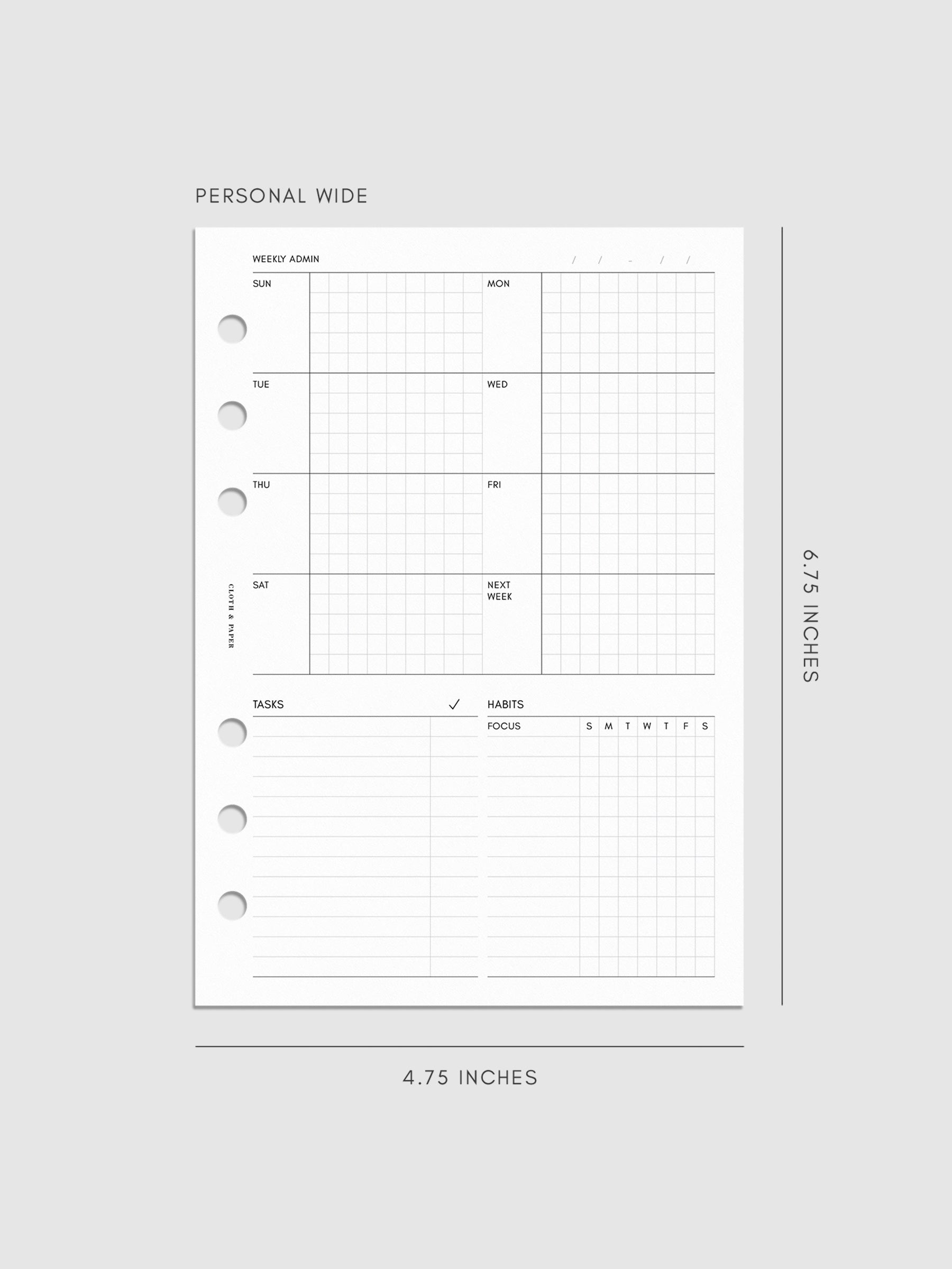 Digital mockup of insert in Personal Wide sizing. 