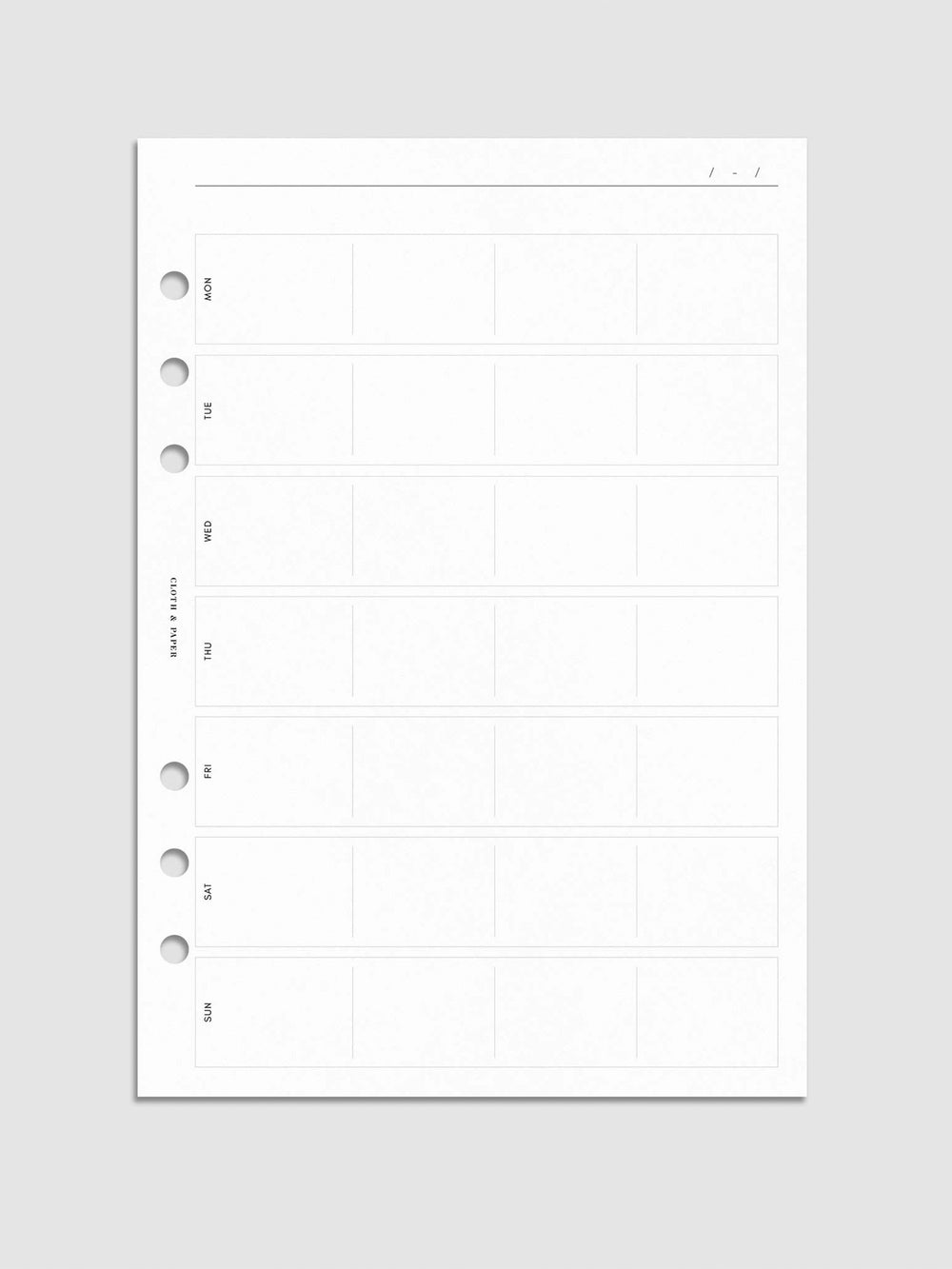 Weekly Block Planner Inserts | Cloth & Paper