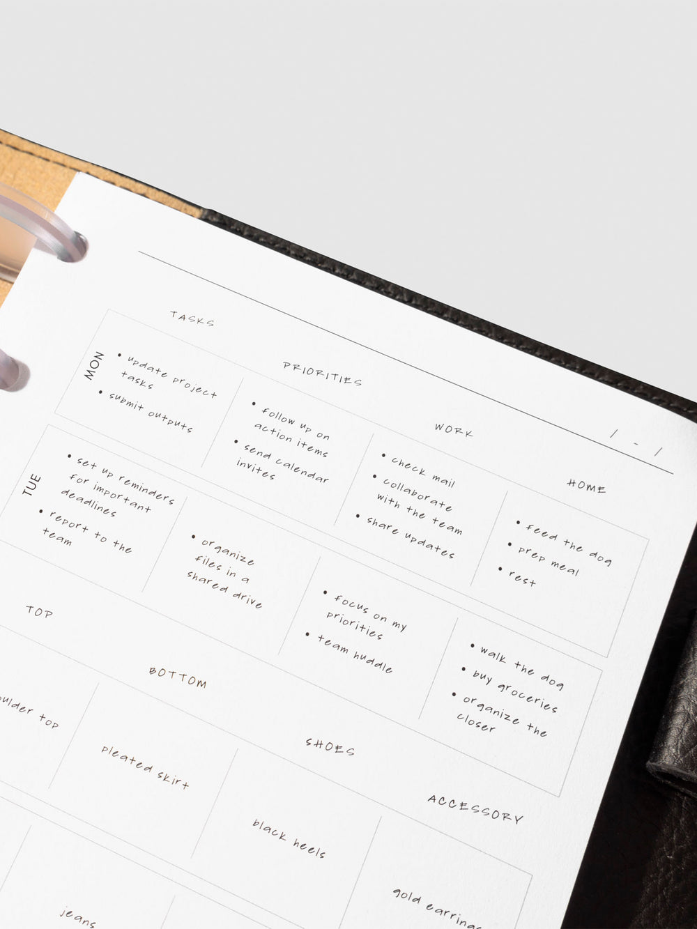 Weekly Block Planner Inserts | Cloth & Paper