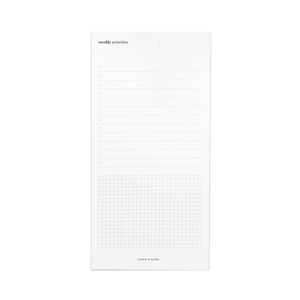Weekly Priority Notepad | Cloth & Paper