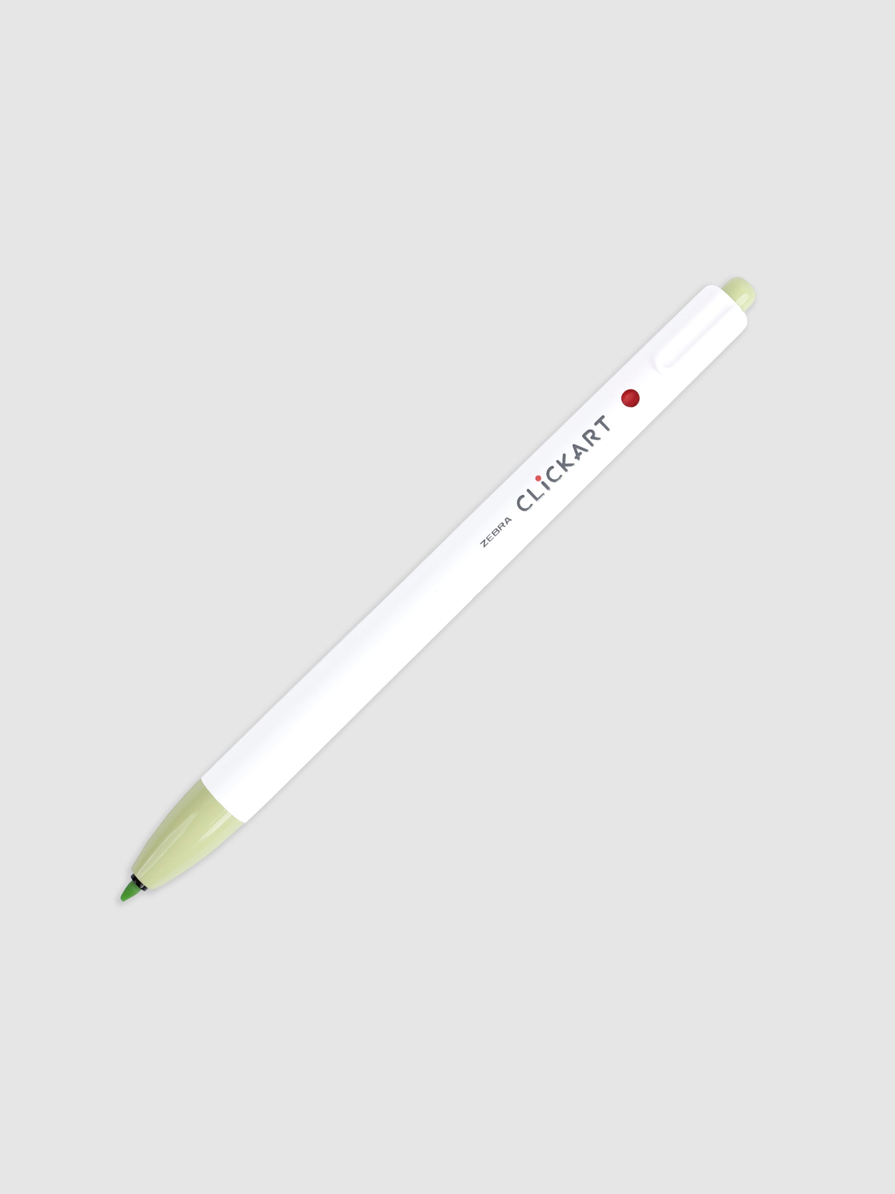 Pale Lime marker with nib exposed turned to the right on a neutral background.