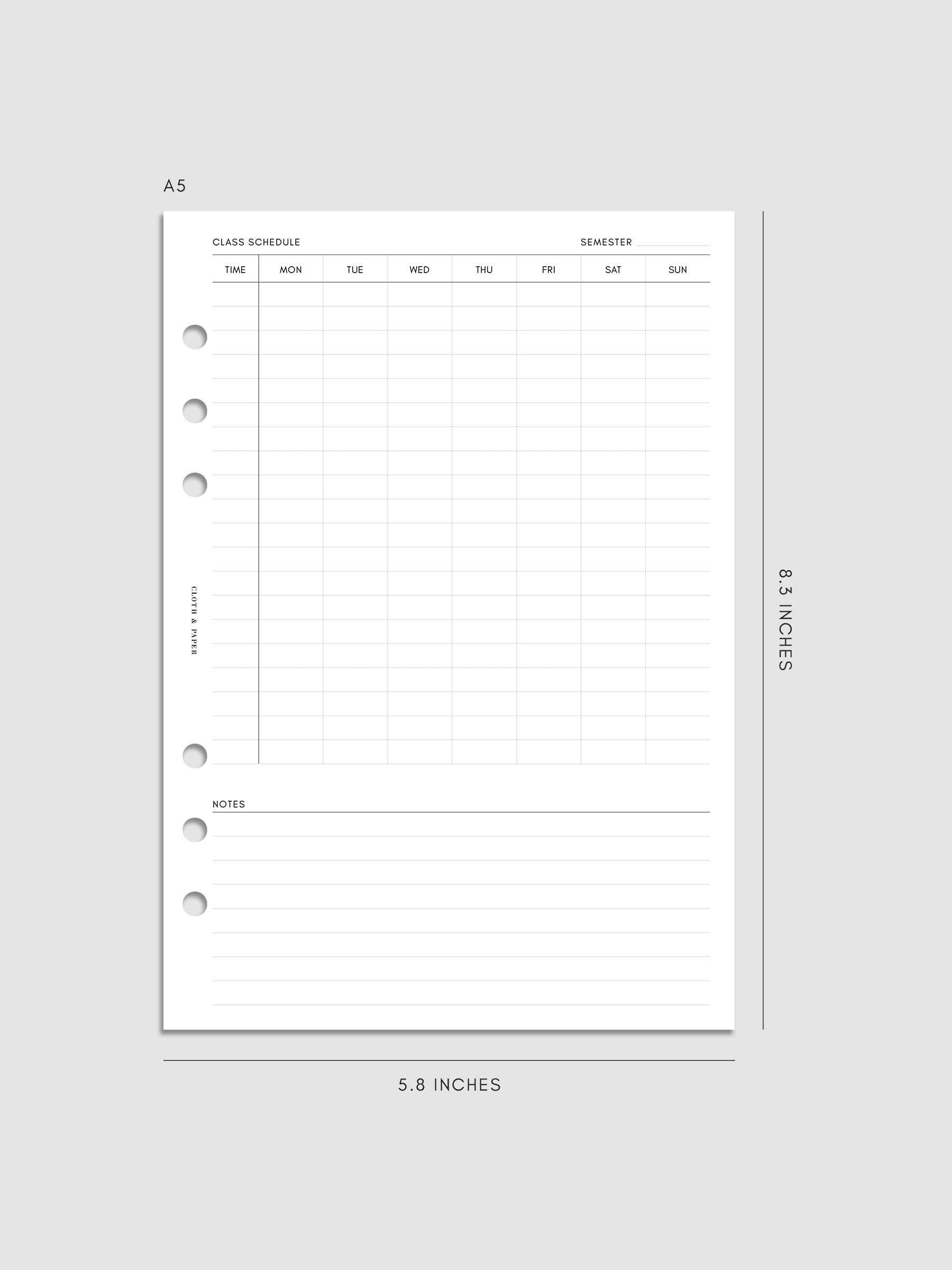 Digital mockup of insert in A5.