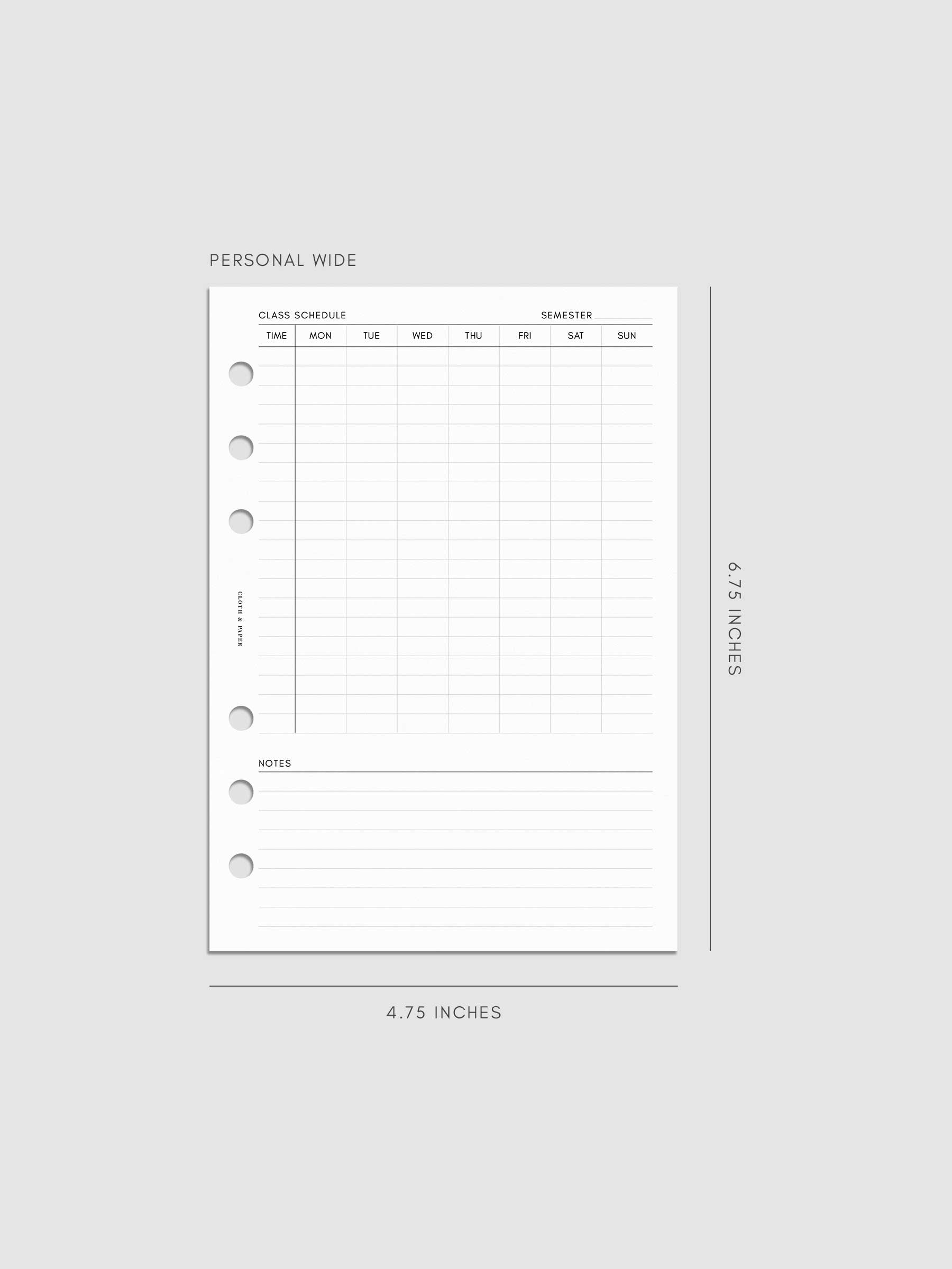 Digital mockup of insert in Personal Wide.