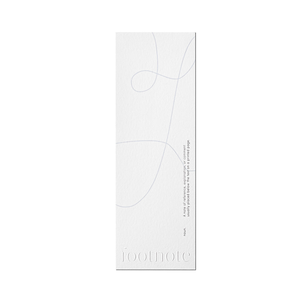 "Footnote" Bookmark Journaling Card displayed on a white background.