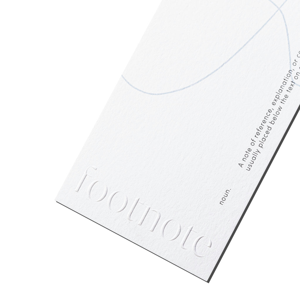 Closeup of "Footnote" Bookmark Journaling Card. 