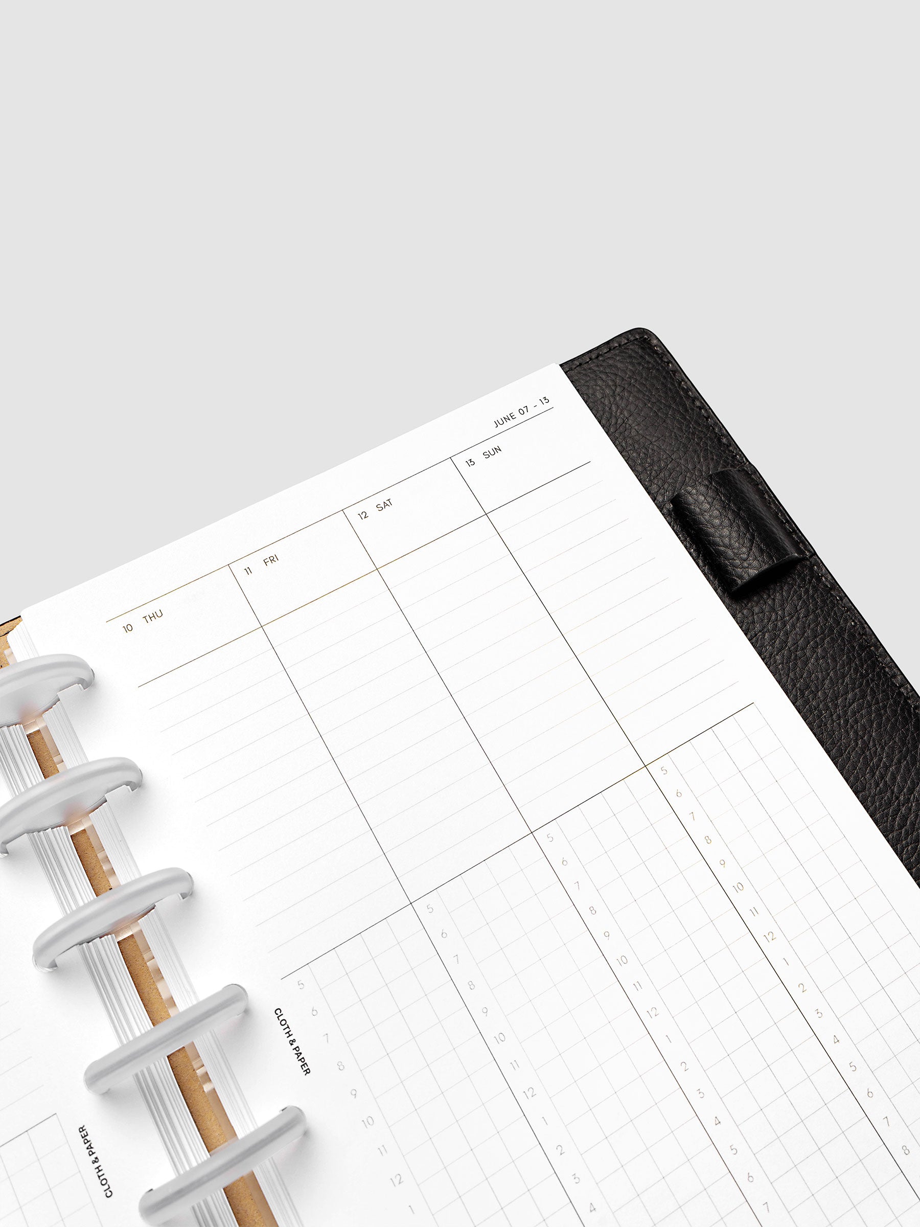 Half Letter 8-Disc Punch right page detail showing lined section in a planner