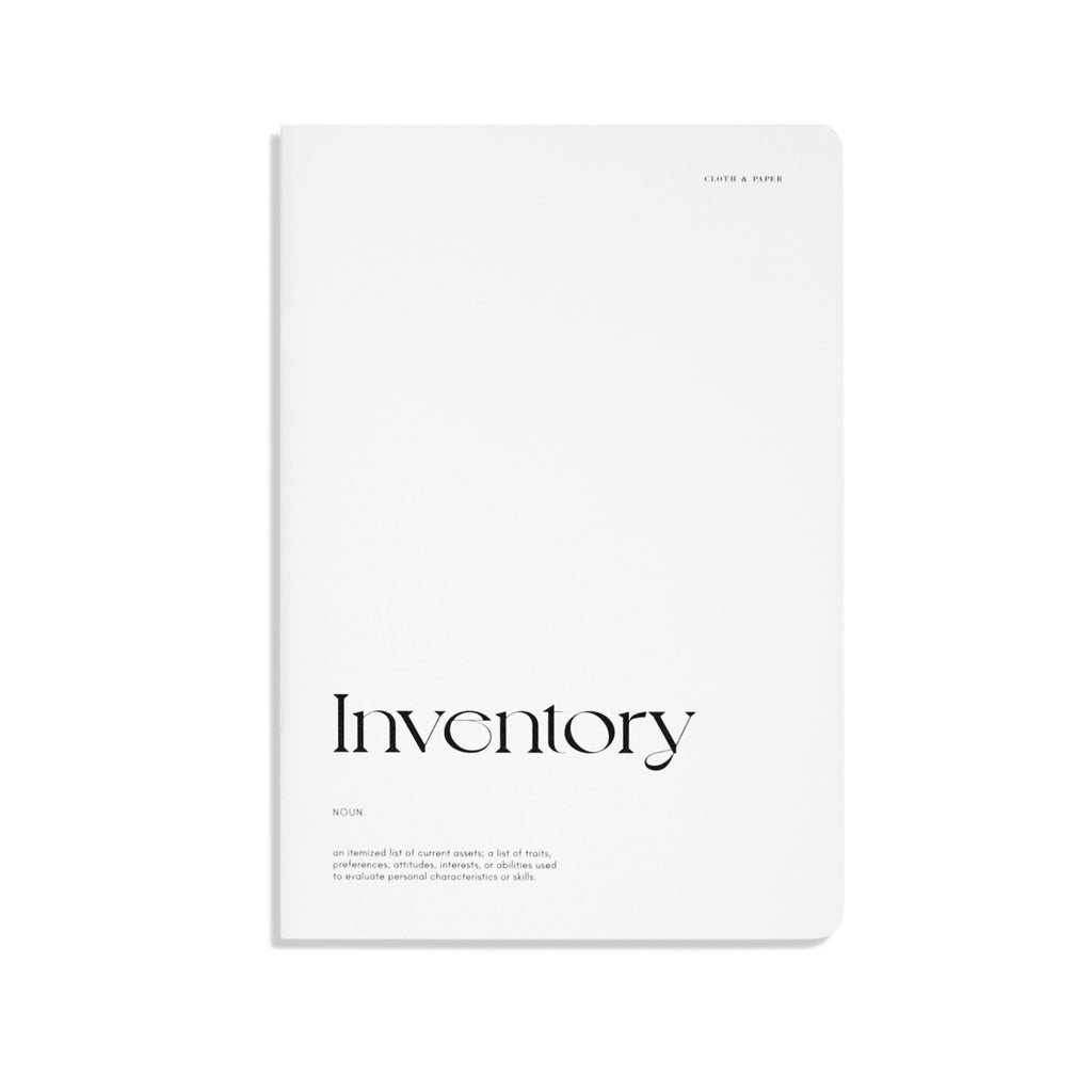 Product Inventory Notebook, A5, Cloth and Paper. Notebook closed showing cover, against a white background.