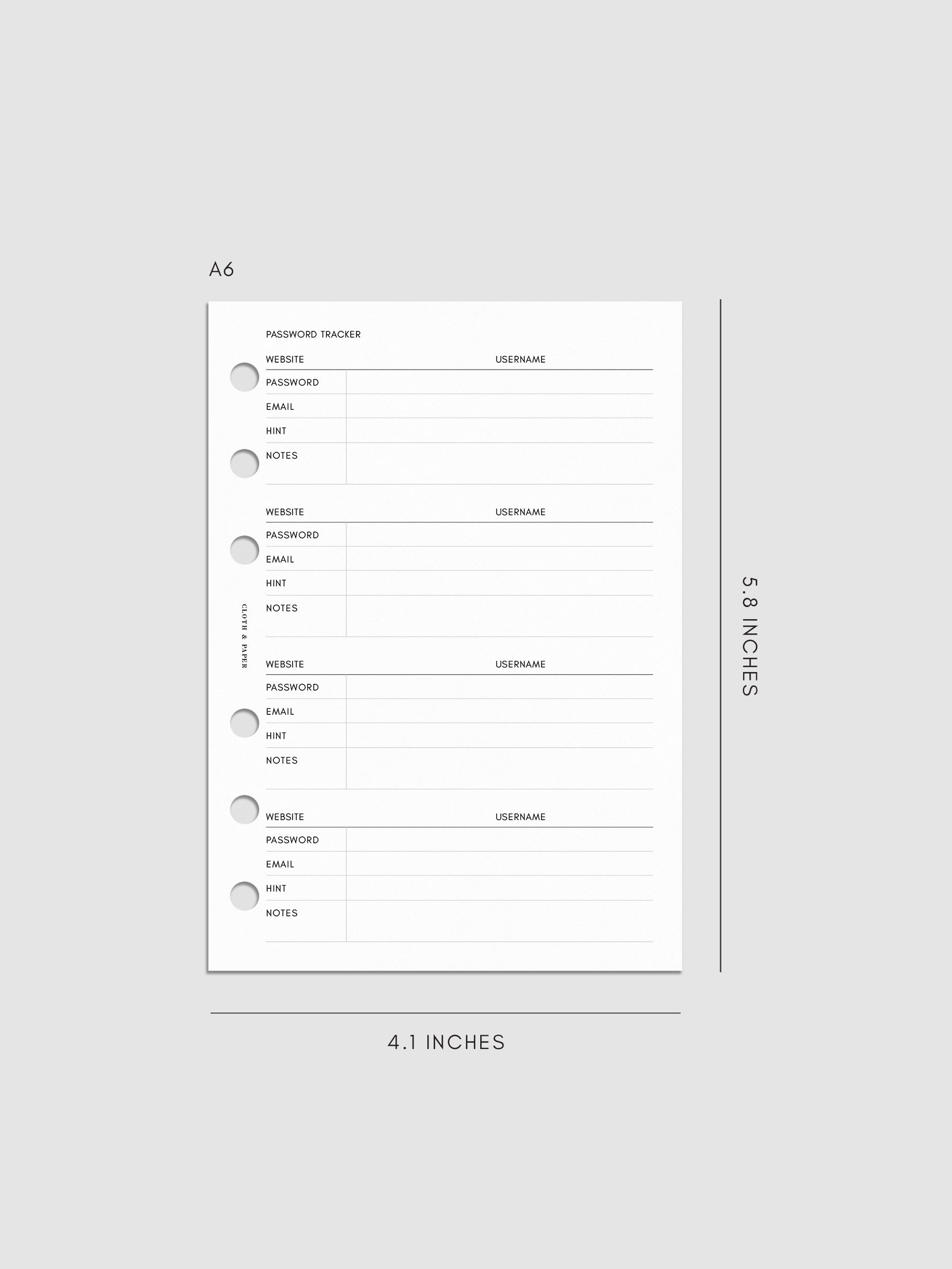 Digital mockup of insert in A6.