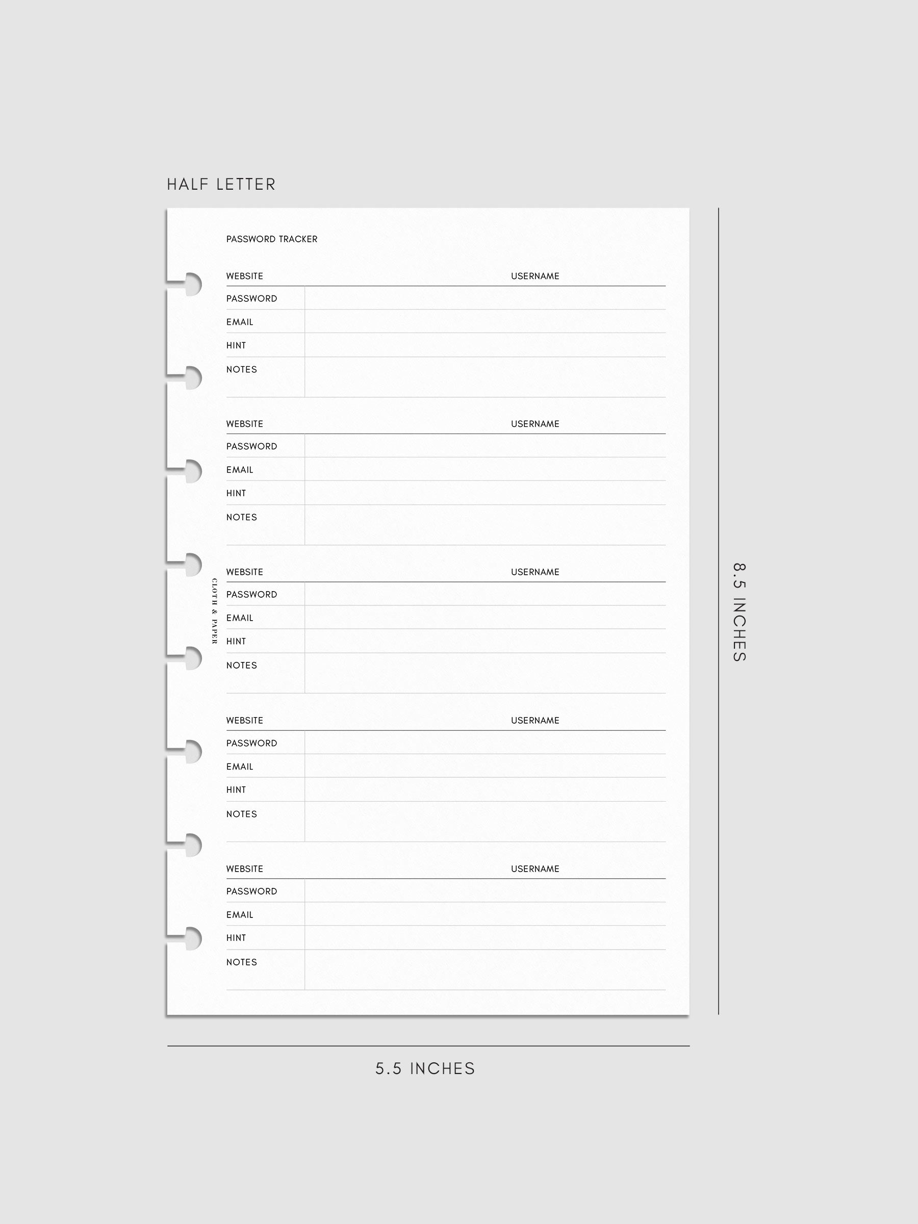 Digital mockup of insert in Half Letter.