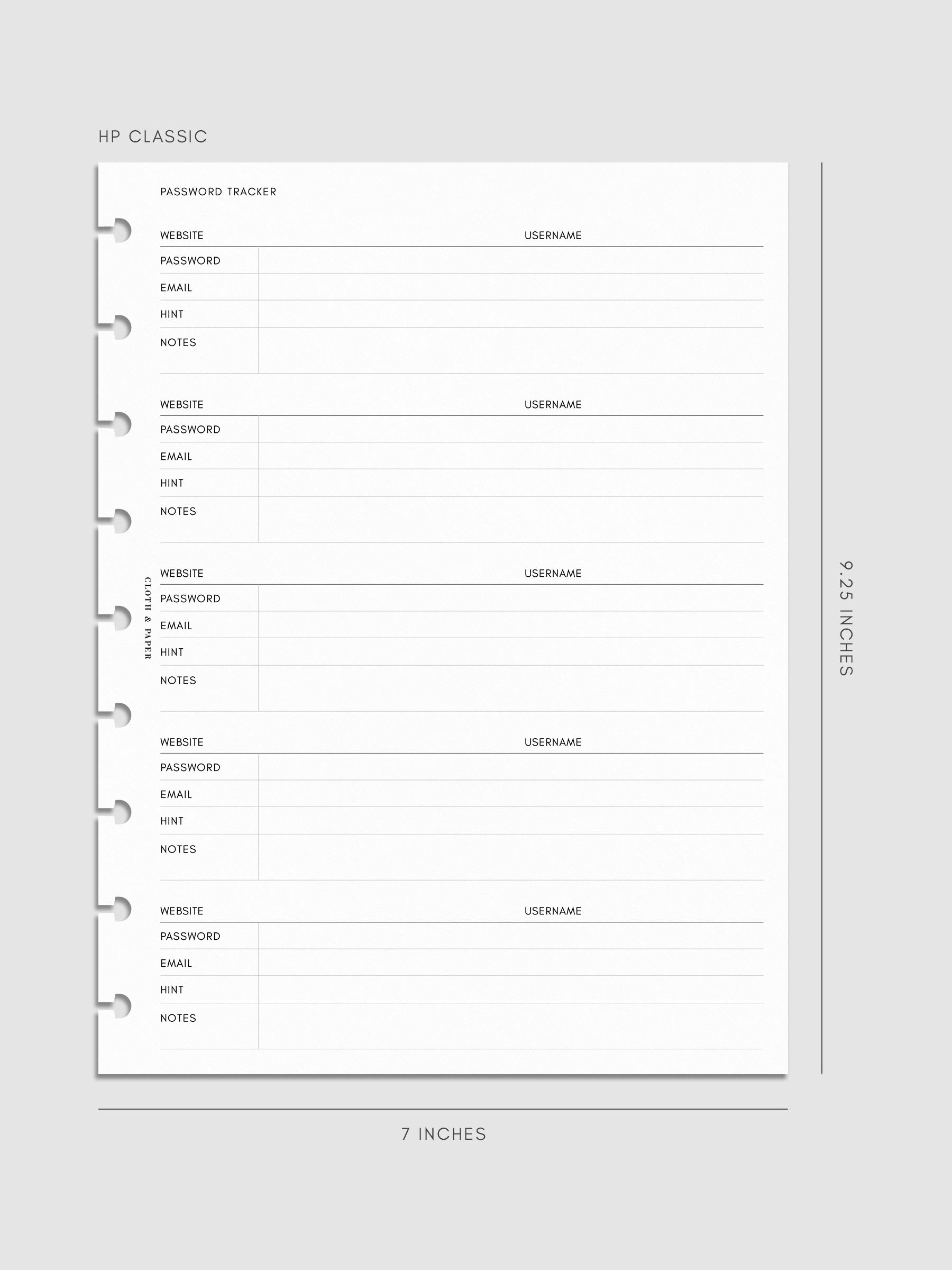 Digital mockup of insert in HP Classic.