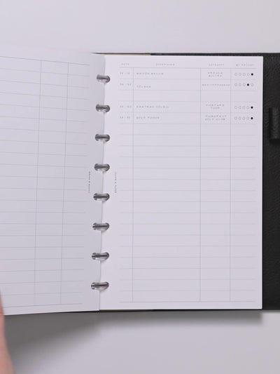 Video showing the Experience Tracker inserts inside a planner. 