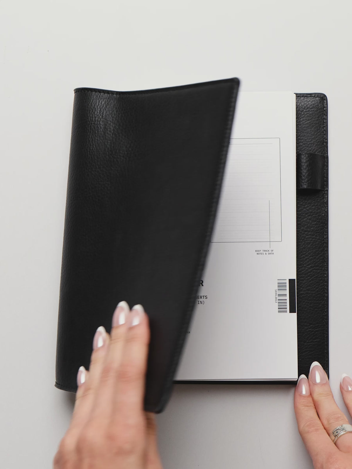 The A5 6-Ring Punch Personal Curriculum Planner Inserts open in a black leather ring bound planner to the index spread, four skill entries with purpose and due date on the left and a lined notes page on the right