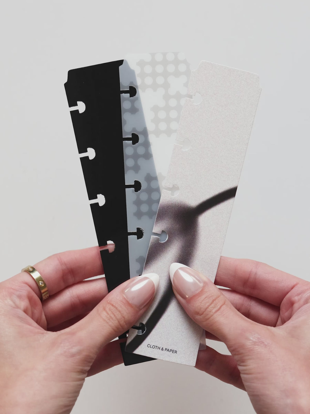 Video of Narrow Page Marker Set in Punched Holes, Blurred Line and Avant Garde, A5 Spiral, three top tab page markers