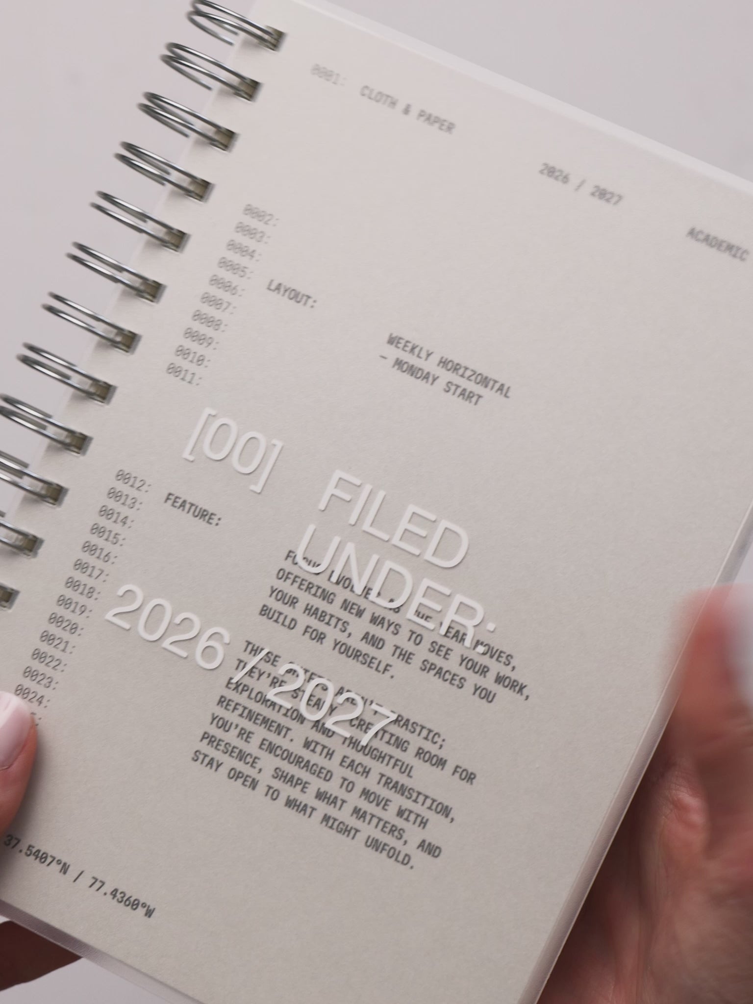 A notebook flip through featuring the Weekly Horizontal Spiral Notebook | 2026-2027 Academic Year