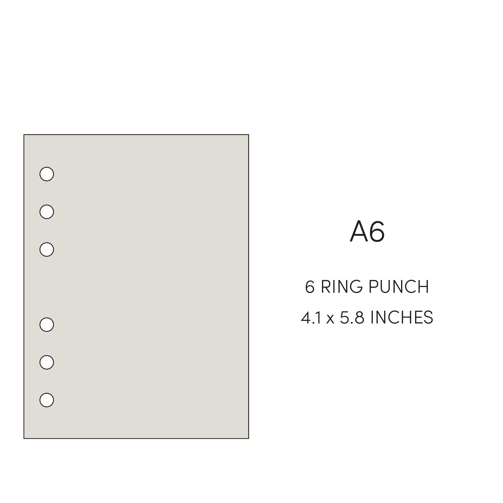 Cloth and Paper size guide - A6 - 4.1 x 5.8 inches