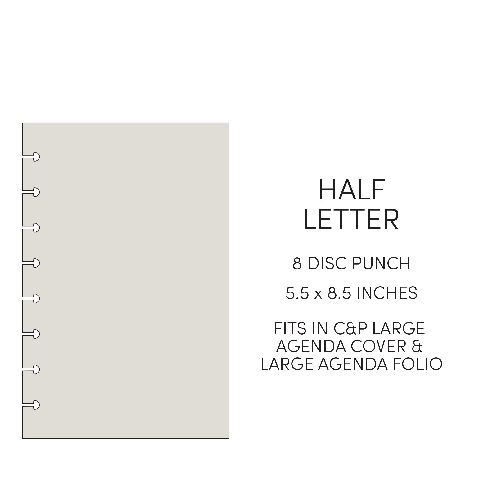 Cloth and Paper size guide - Half Letter - 5.5 x 8.5 inches