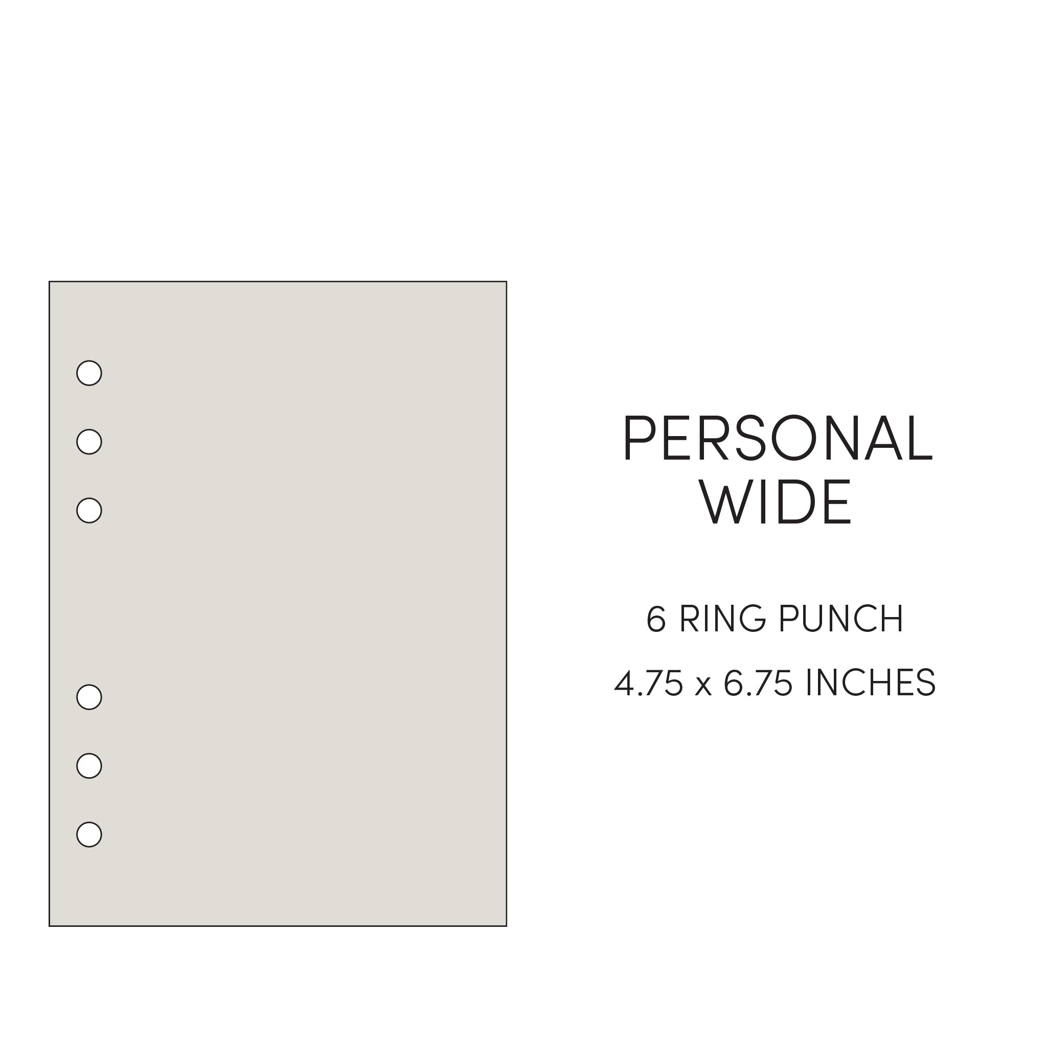 Cloth and Paper size guide - Personal Wide - 4.75 x 6.75 inches